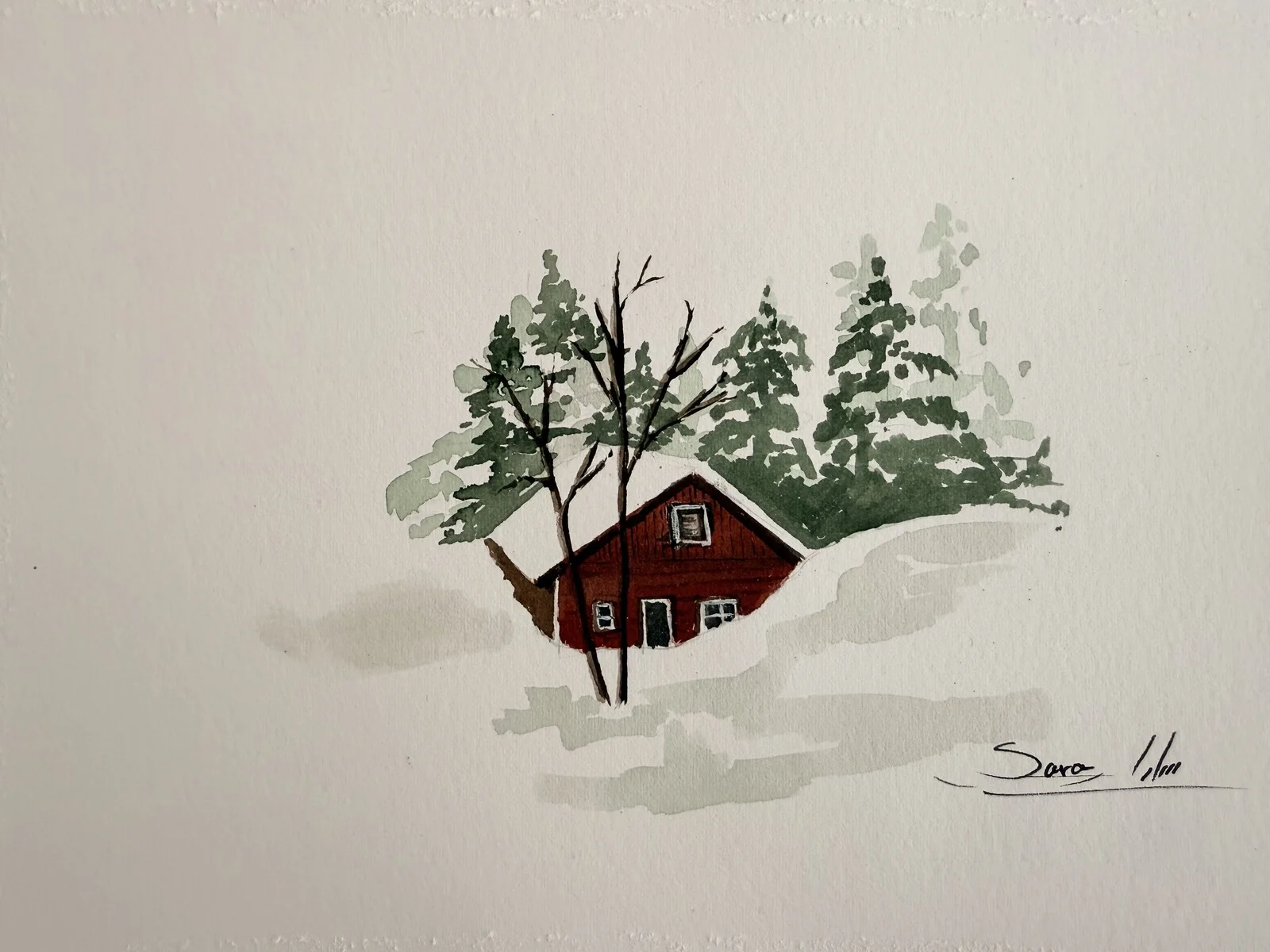 Akvarell Vinter av Sara Rosén