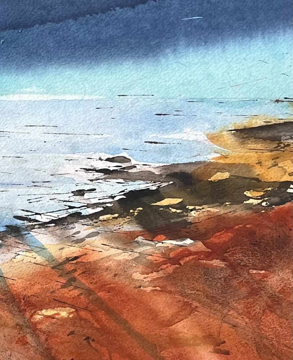 Akvarell Blå horisont av Margareta Palm