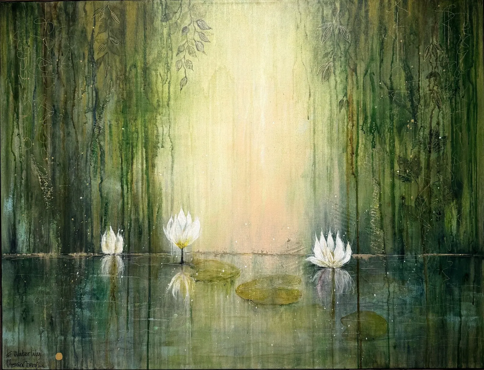 Akrylmålning Waterlily av Monica Berglin