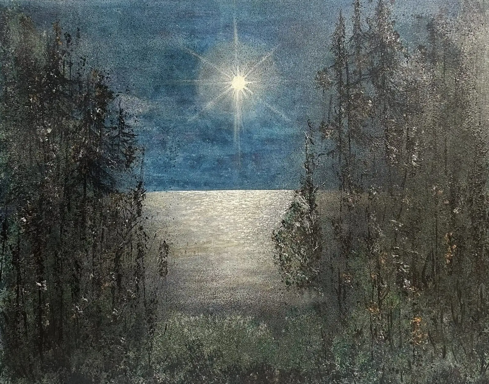 Akrylmålning Glänta av Laila Johansson