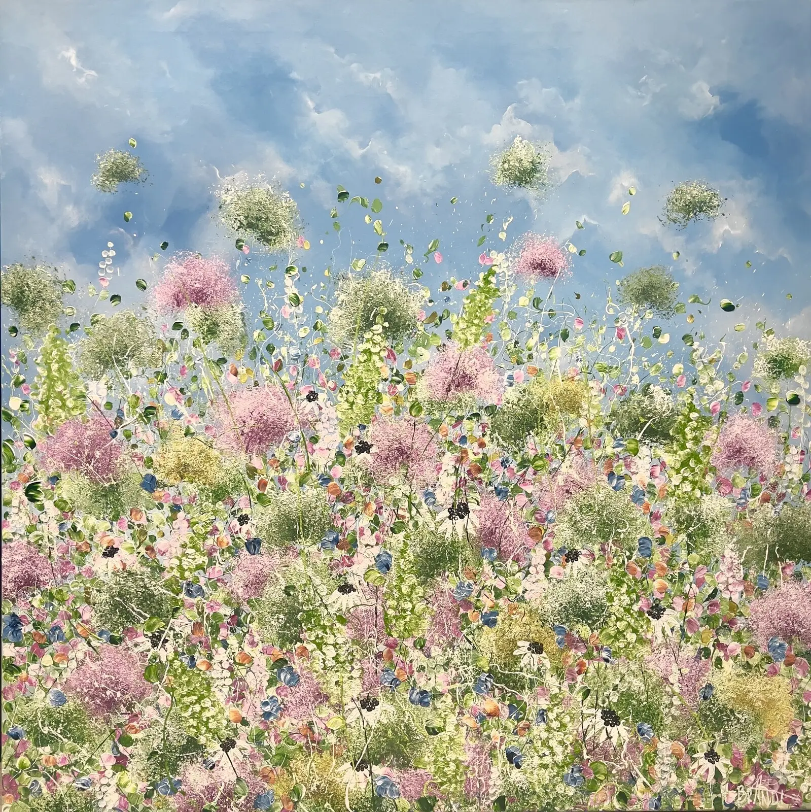 Akrylmålning CLOUDS AMONG BLOSSOMS av Anna Artistockholm Brandt