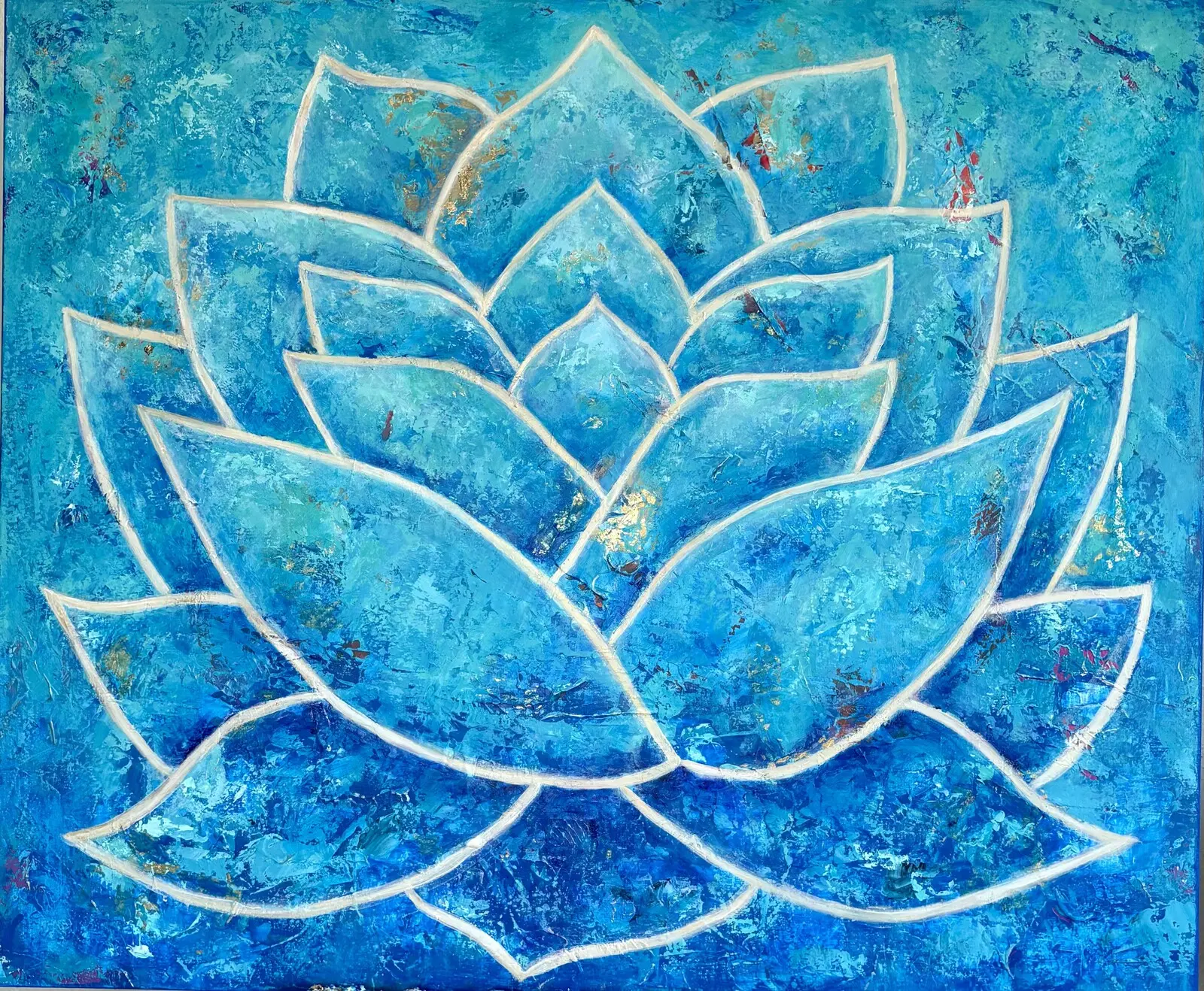 Akrylmålning Trusting the flow of life av Lee Seger