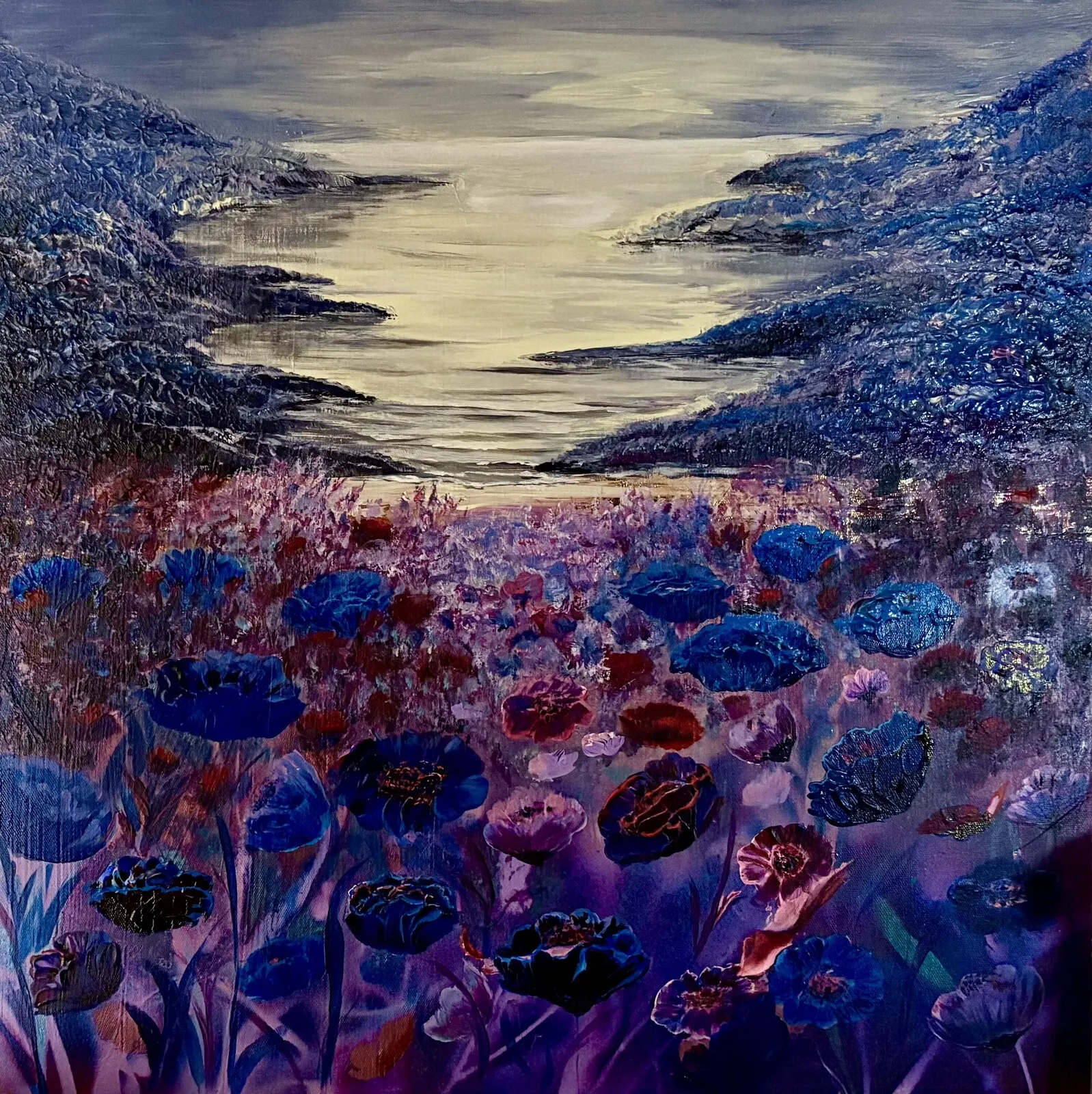 Akrylmålning Meadow with a view av Anna Lindholm