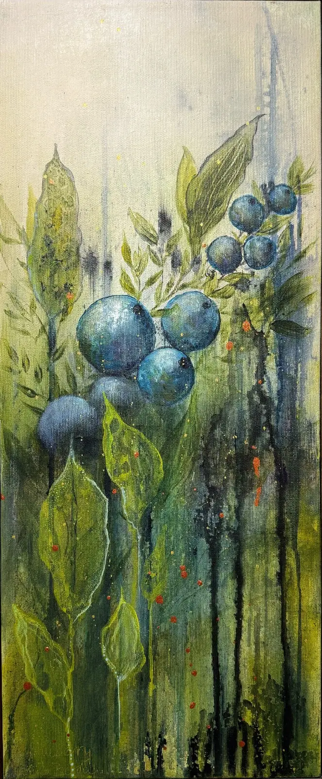 Akrylmålning Blueberry av Monica Berglin