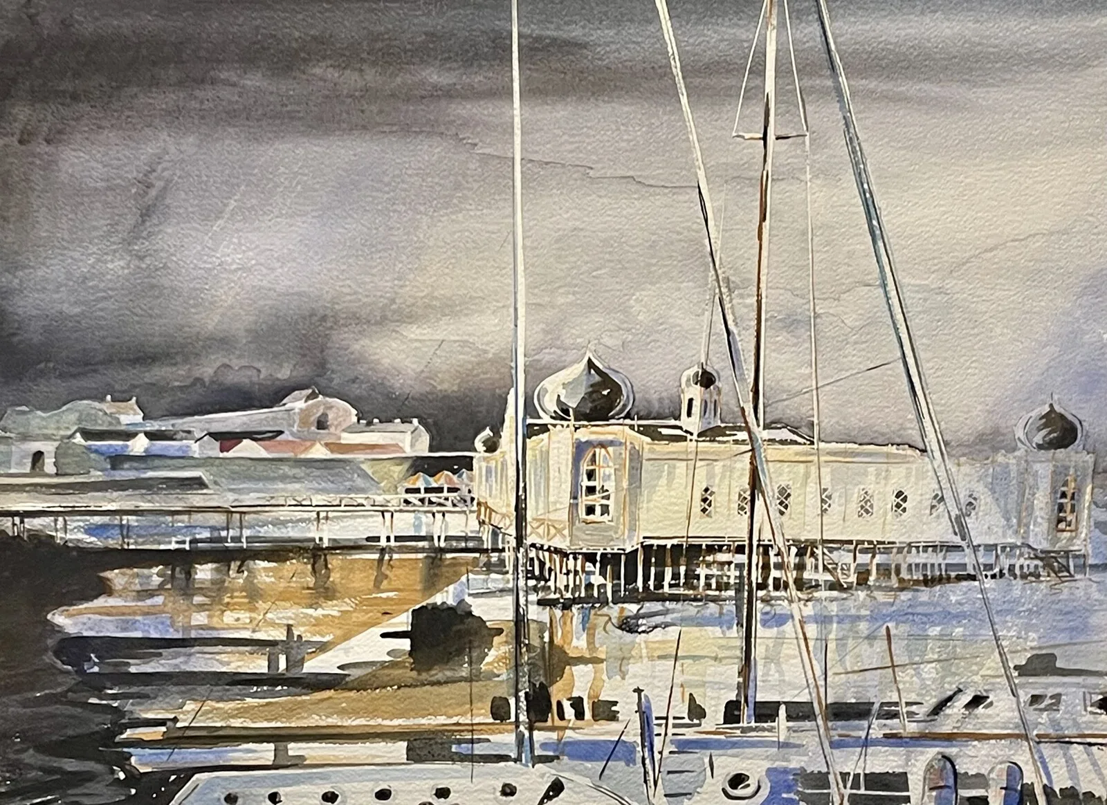 Akvarell Kalbadhuset av Josef Pinter