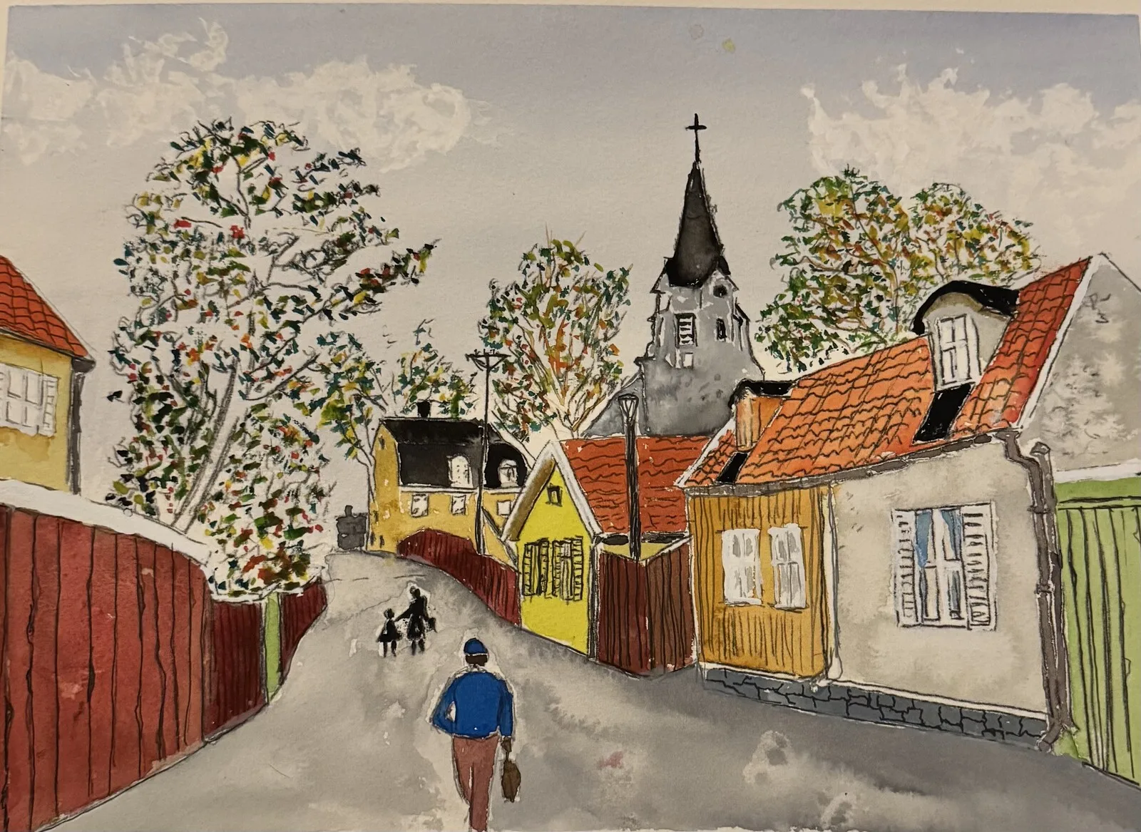 Akvarell Södermalm av Bengt Uusitalo