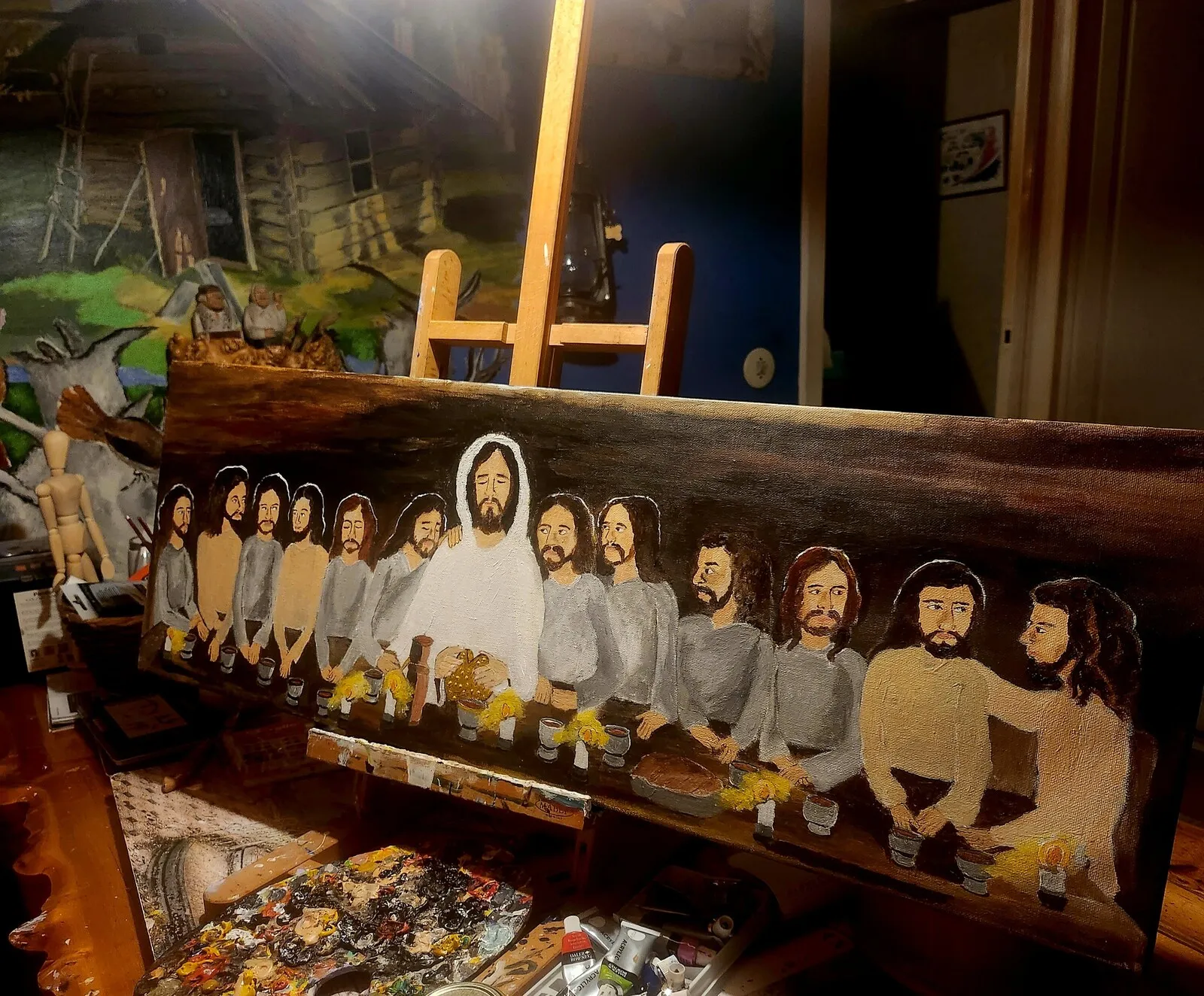 Akrylmålning Jesus last supper av Leena Rundgren