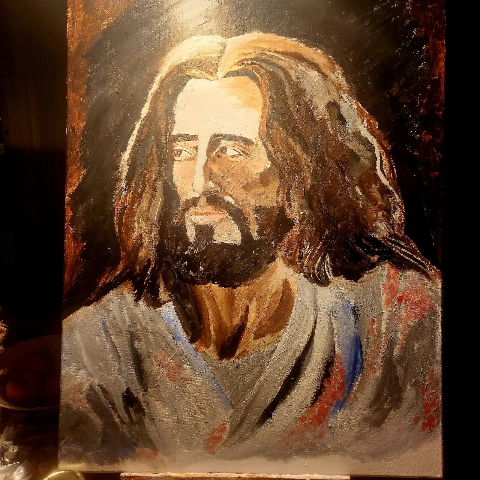 Akrylmålning Jesus av Leena Rundgren