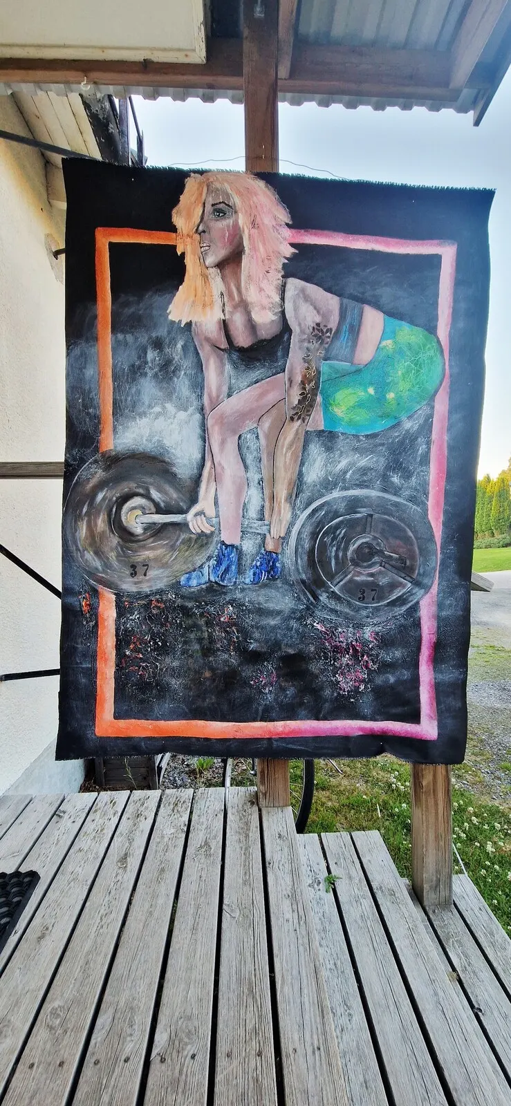Akrylmålning A gymday av Chatarina Salomonsson
