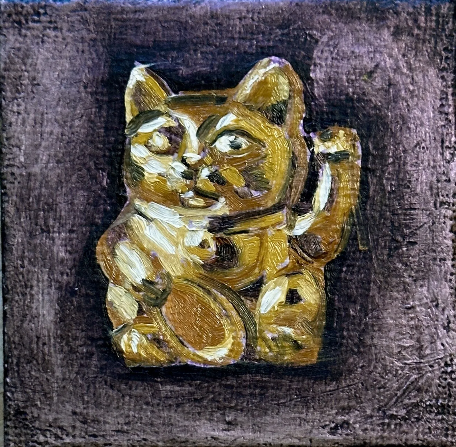 Oljemålning Maneki neko av Thomas Ekdahl