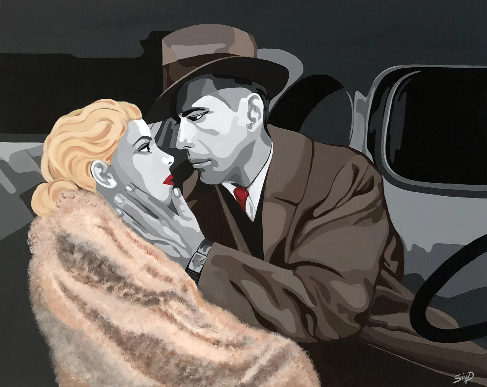 Akrylmålning Keep warm       Clark Gable, Carole Lombard av Siv Pettersson