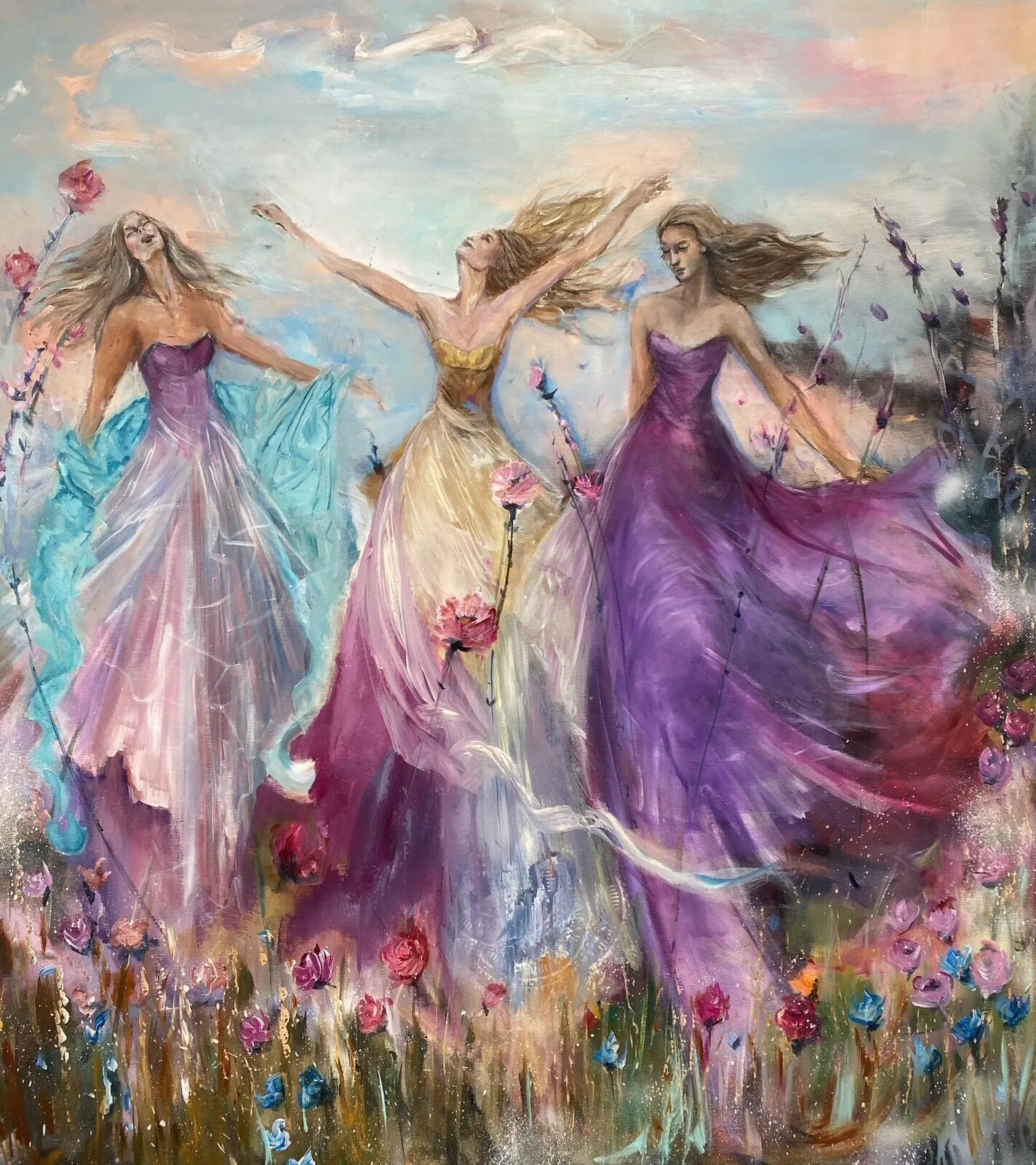 Akrylmålning Sommar av Anna-Lena Johansson