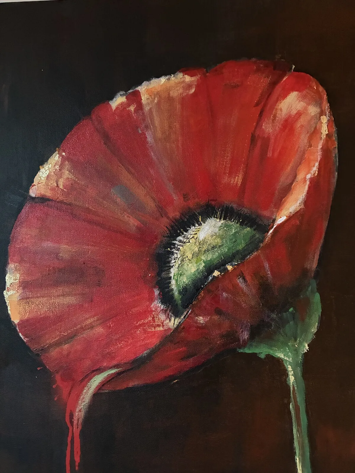 Akrylmålning Vallmo av Lena Johansson