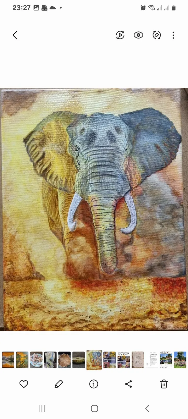 Akrylmålning Elefant av Birgitta Pyykölä