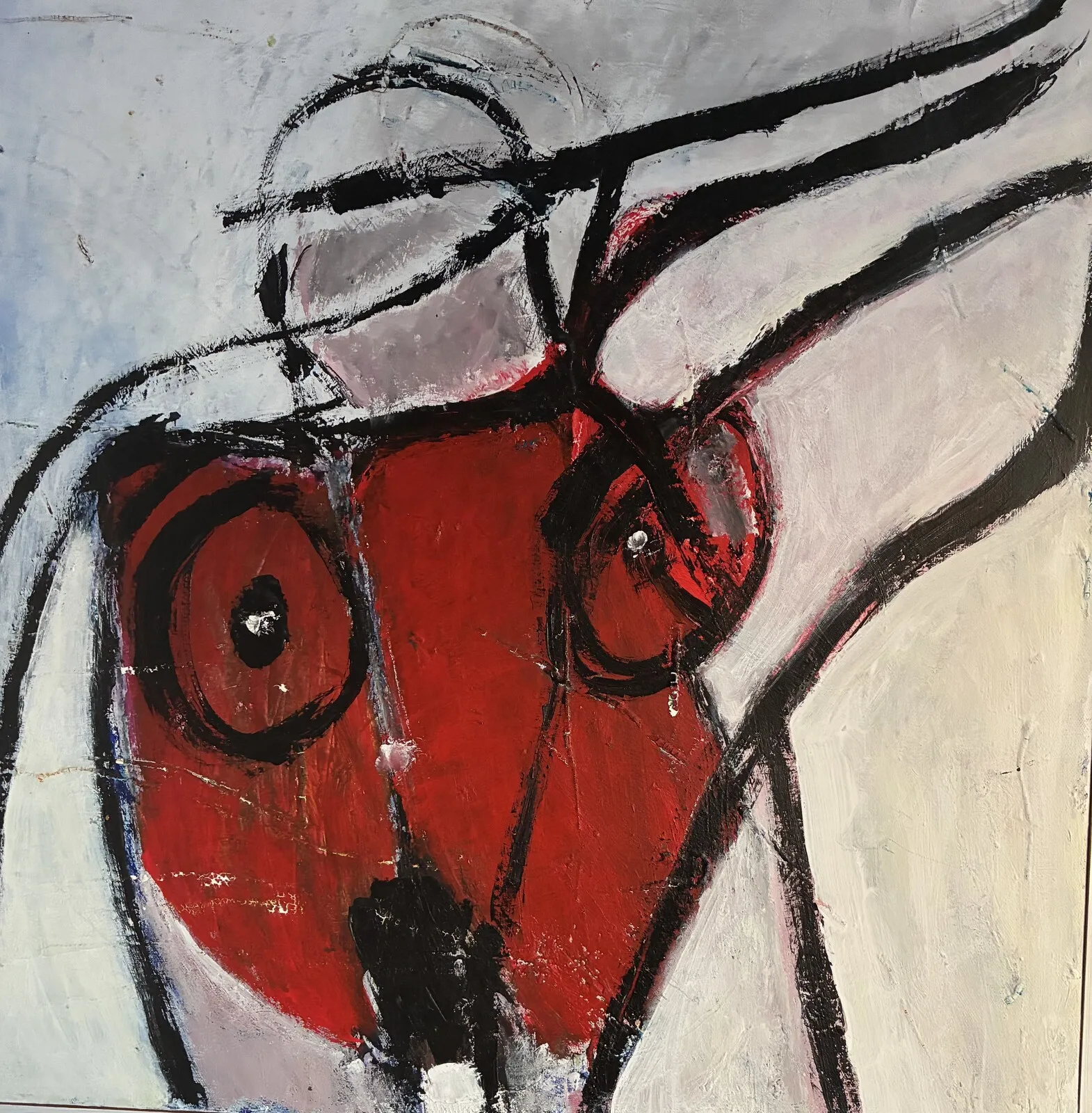 Akrylmålning Kvinnan o motorcykeln av Marianne Björn