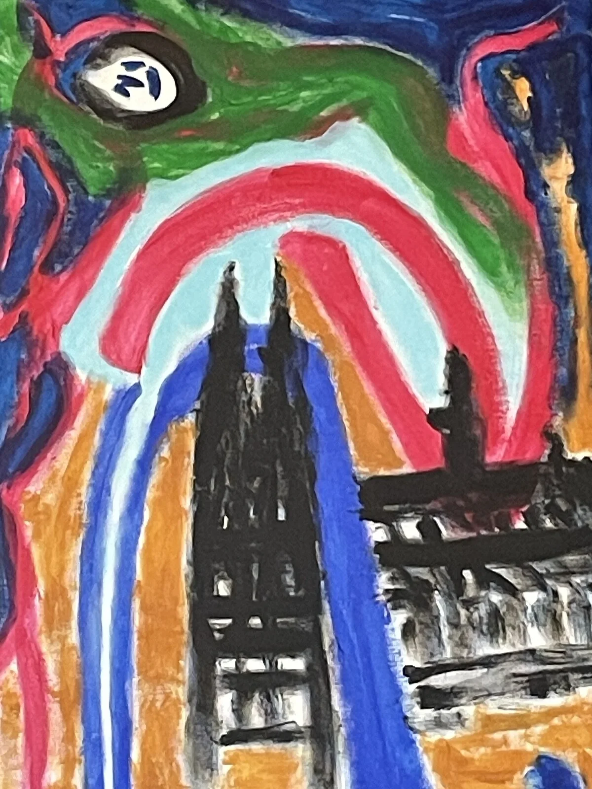 Akrylmålning Hyllning till Marc Chagall och Uppsala domkyrka av Jan-Eric Johansson