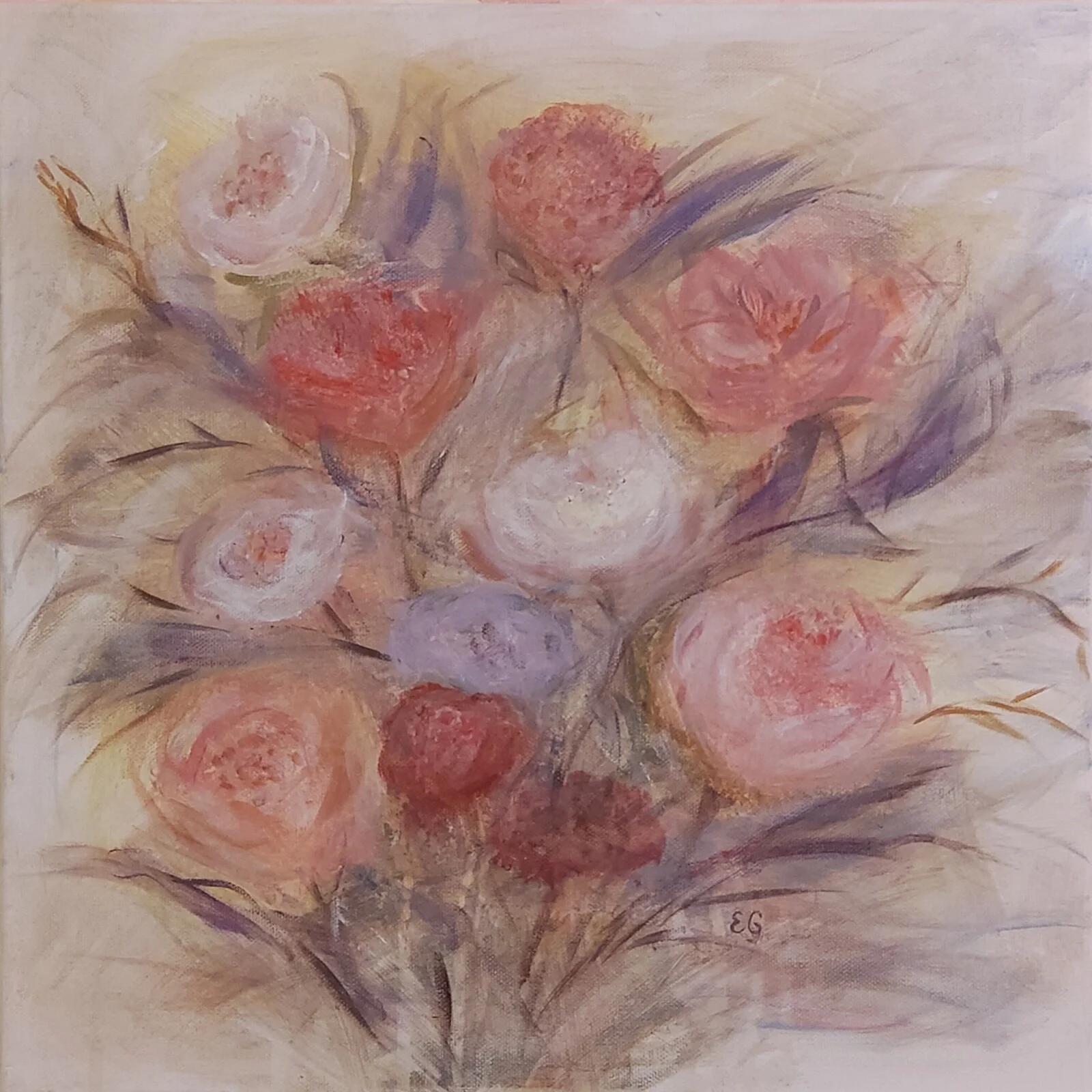 Akrylmålning Blomster av Eva Garami
