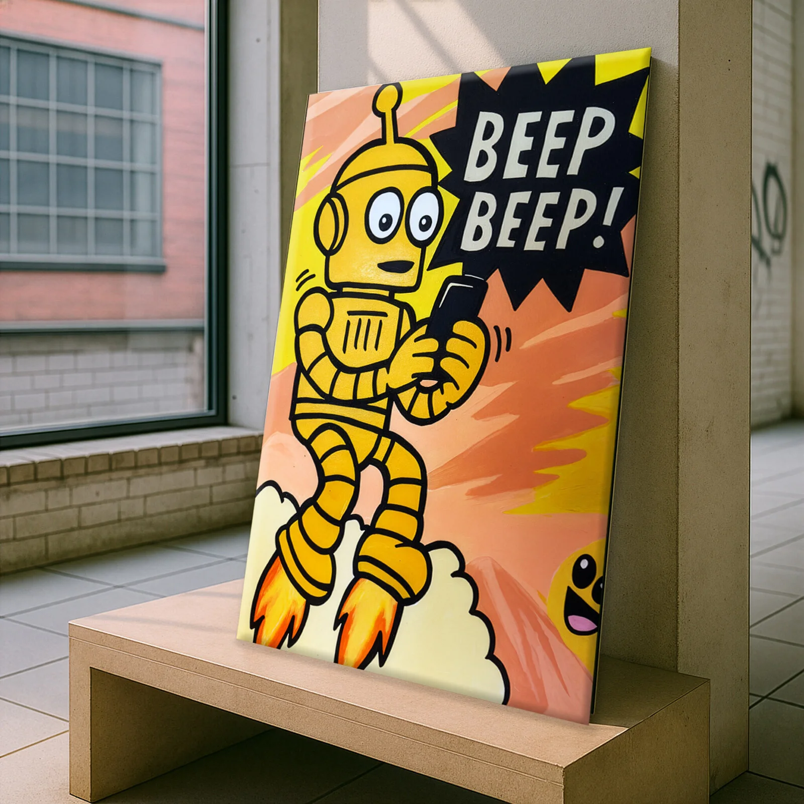 Akrylmålning BEEP BEEP! av Emanuel Ringborg Mankert