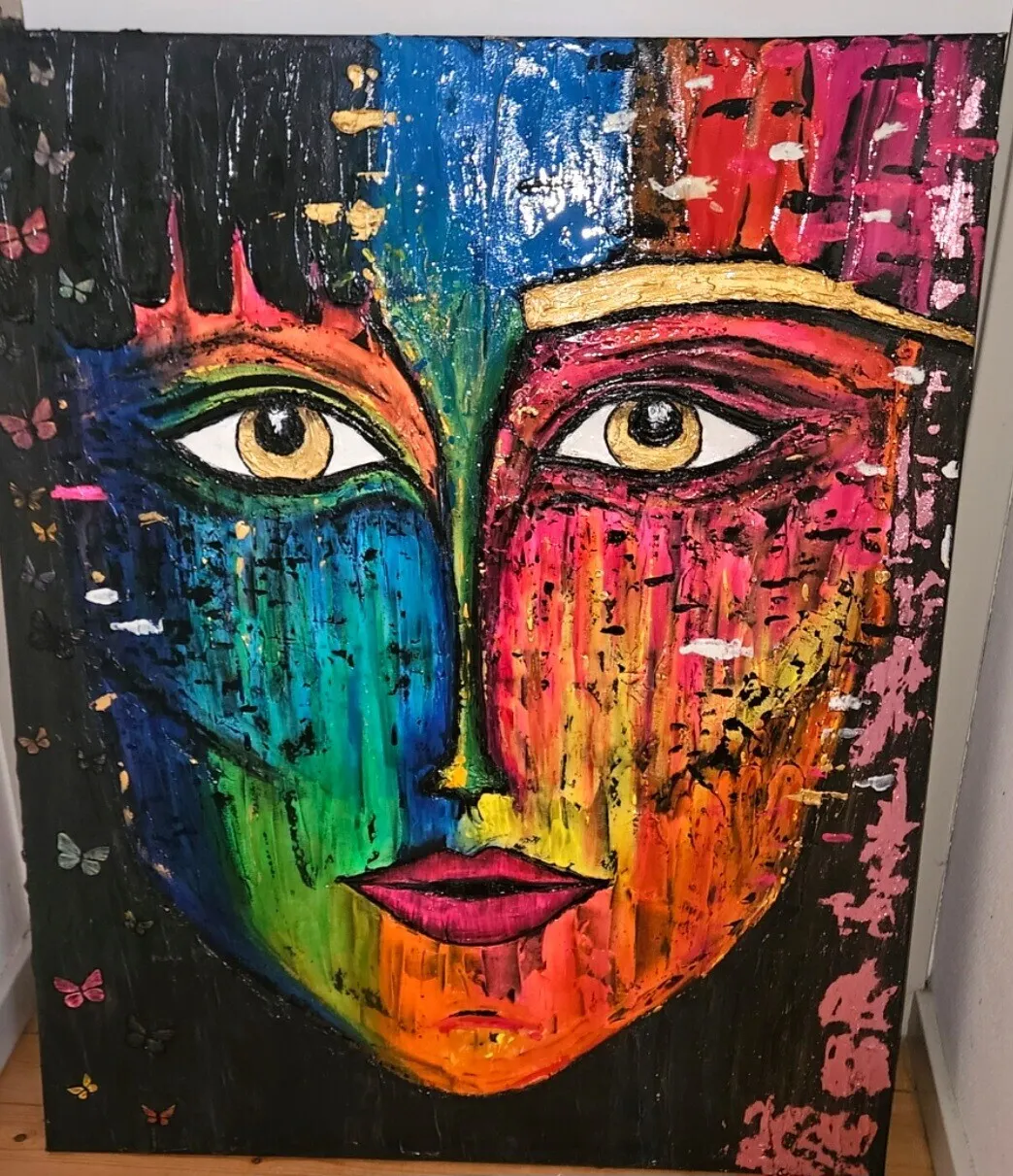 Akrylmålning Golden eye av Mirella Thelander