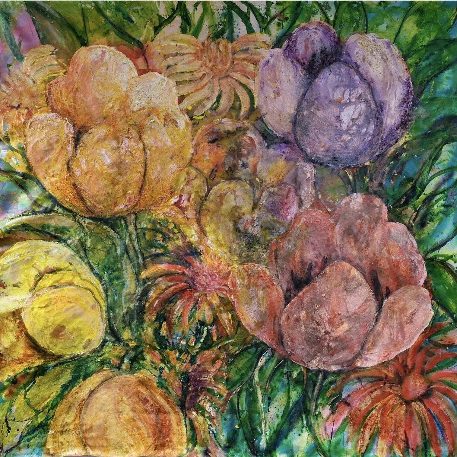 Stor tavla - Flower av Susanne Arvidsson