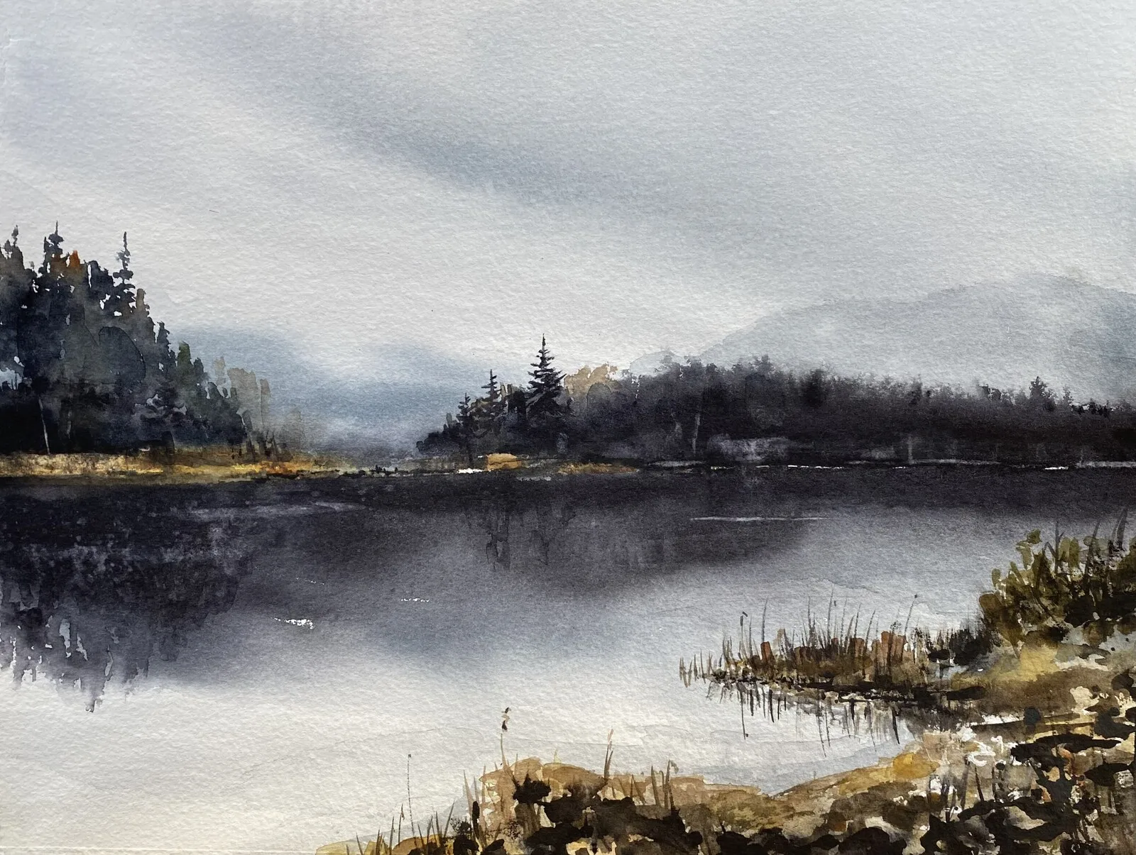 Akvarell Älven av Malin Josefsson