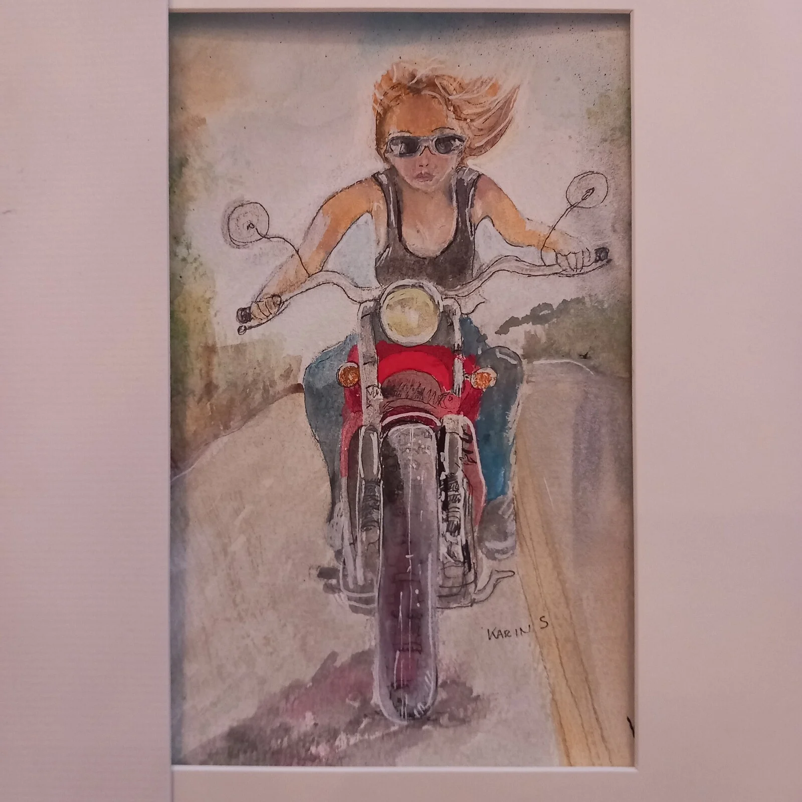 Akvarell Easy rider av Karin Solberg