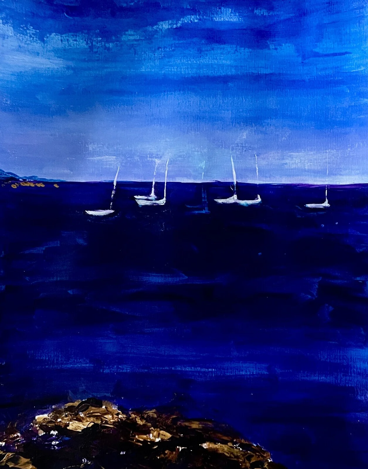 Akrylmålning Skymningsflotta av Gunilla Tuvin