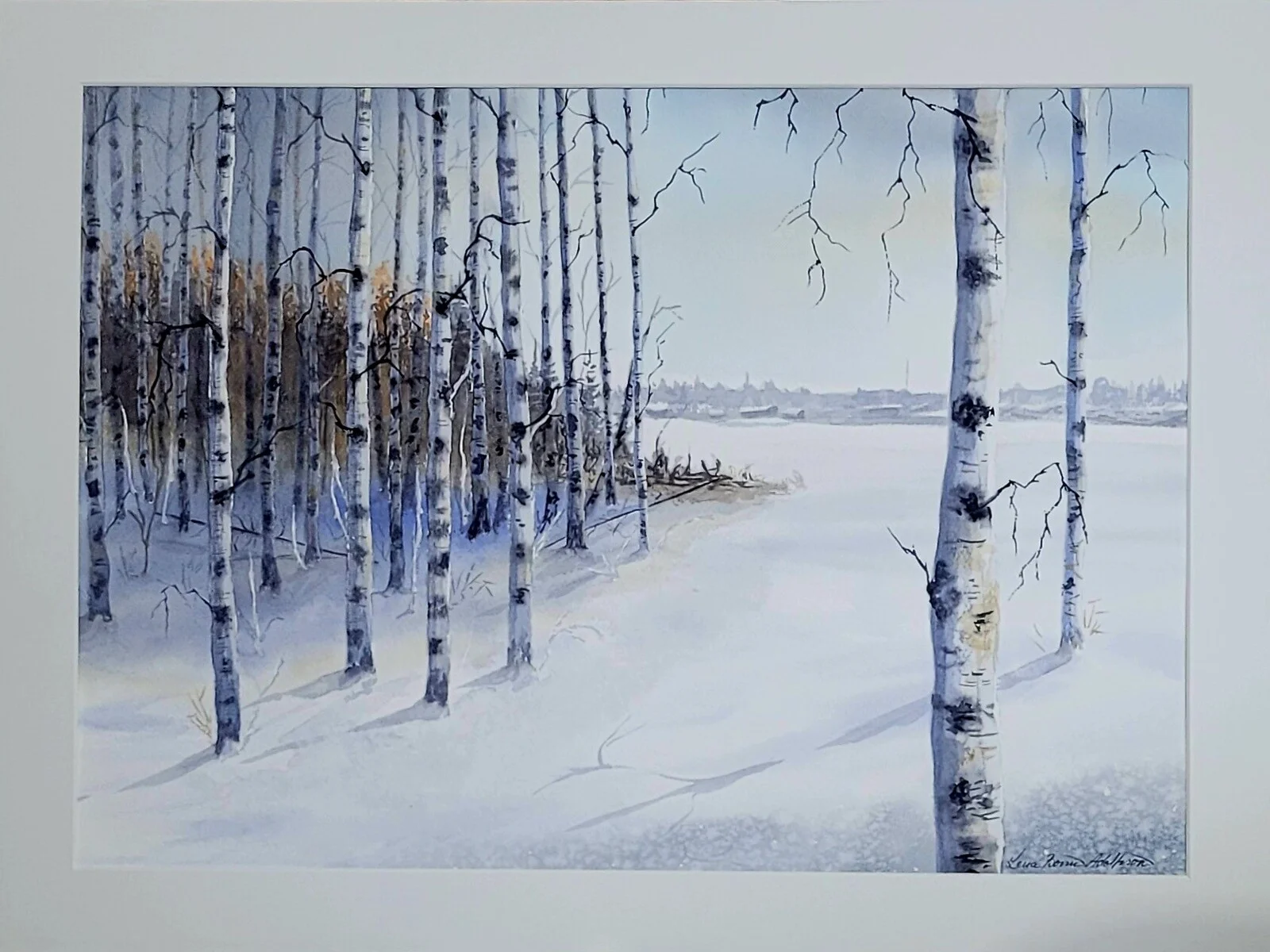 Akvarell Björkdunge av Lena Bovin Adolfsson