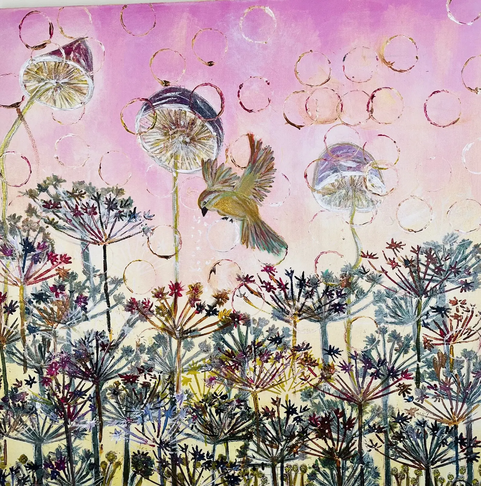 Akrylmålning Blomstrens väktare av Marie Duclos