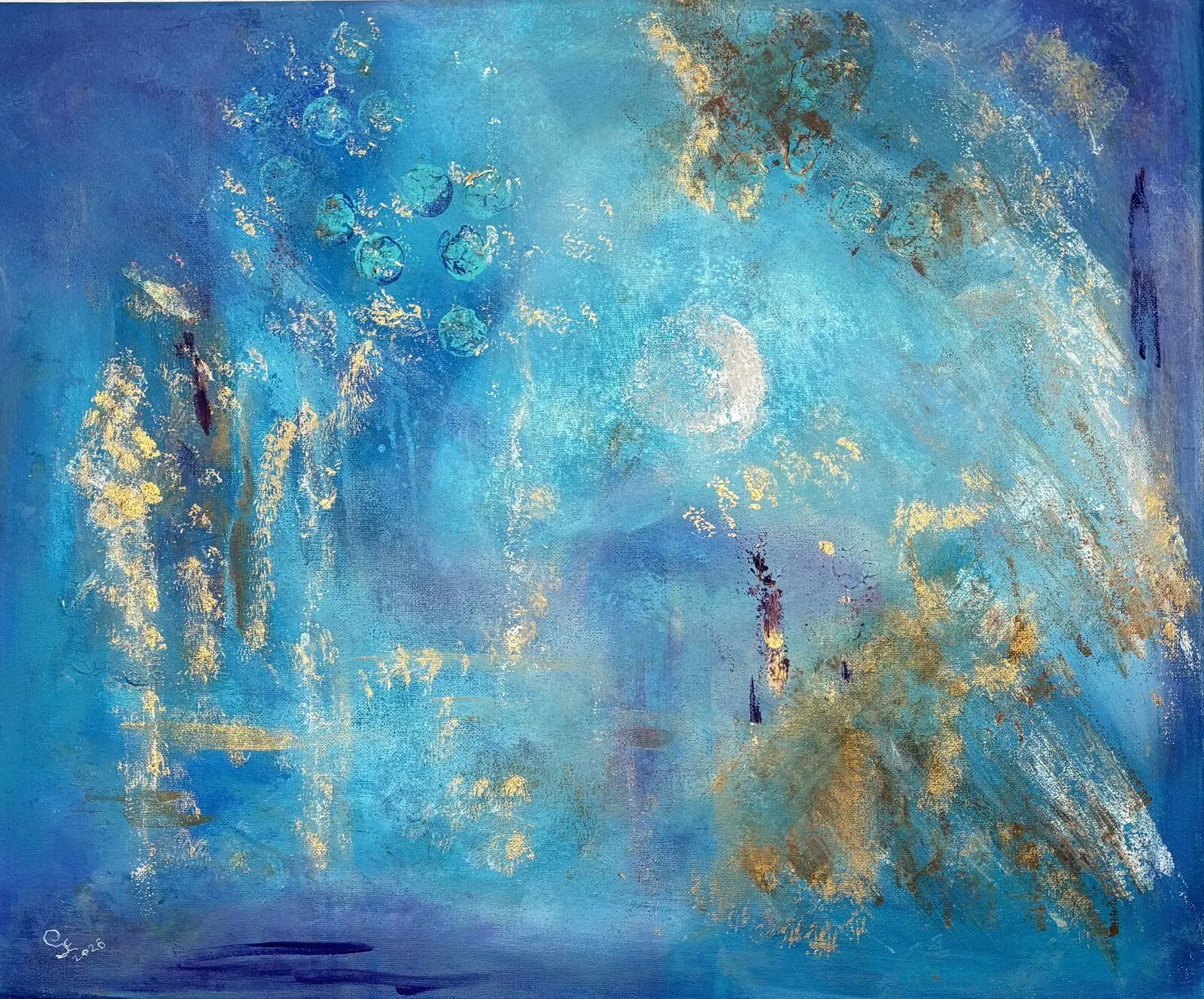 Akrylmålning Moon av Gunilla Eriksson