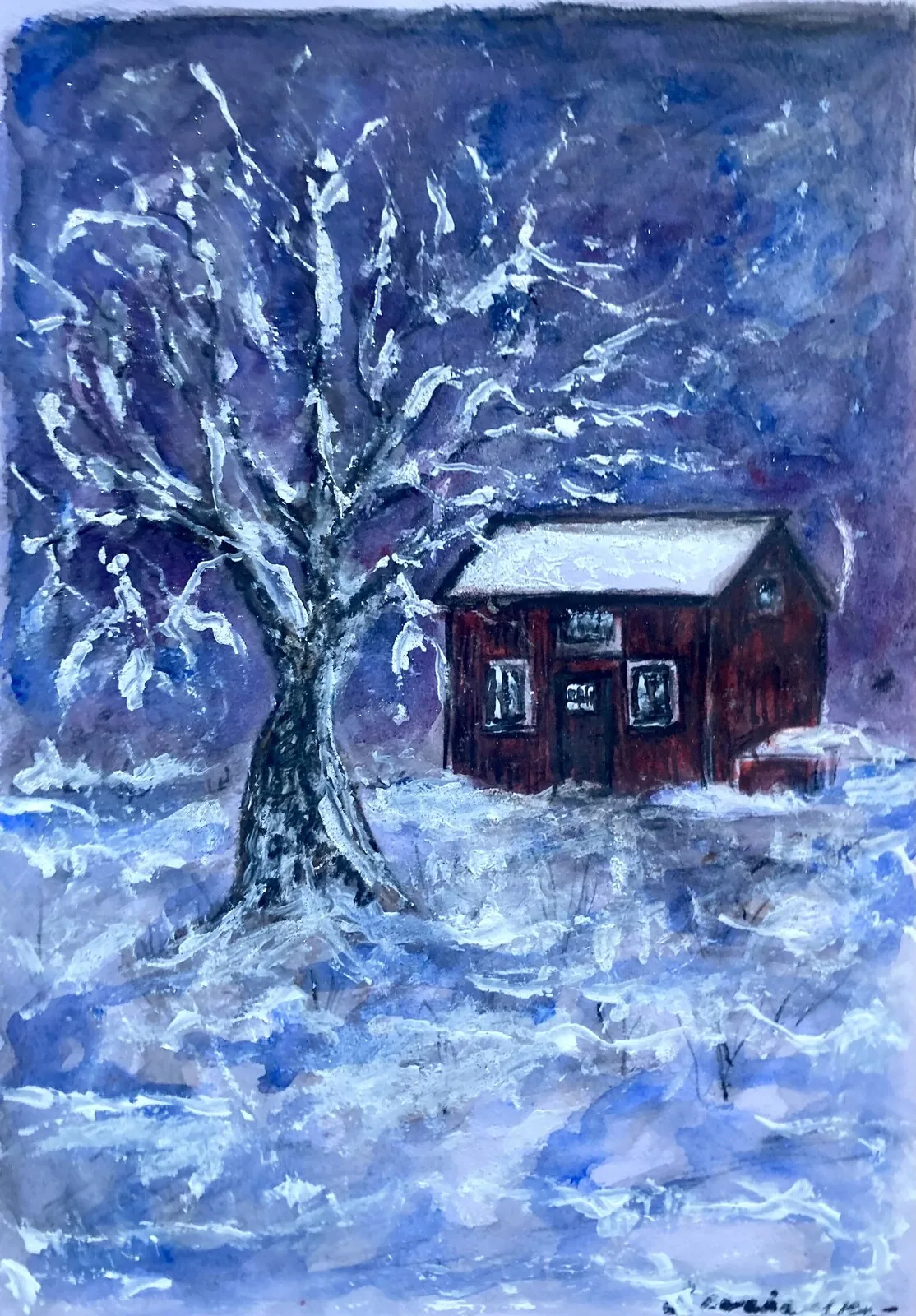 Akvarell Ödehuset av Linda Abrahamsson La Arts Sweden