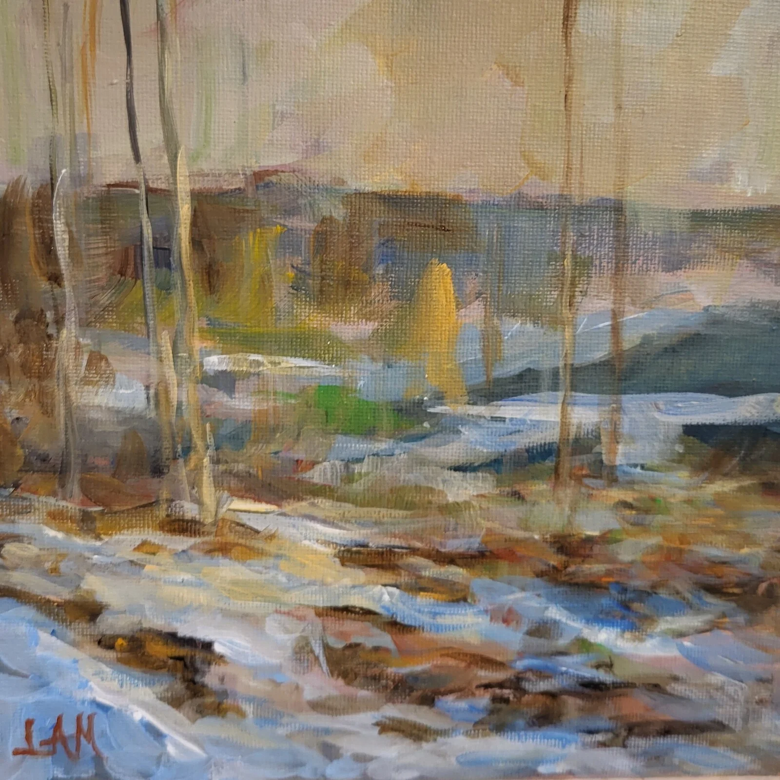 Akrylmålning Vårvinter av Lena Andén-Malmberg