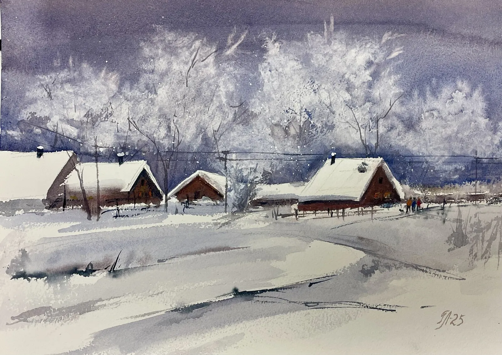 Akvarell Vinter har kommit av Tanya Lundmark