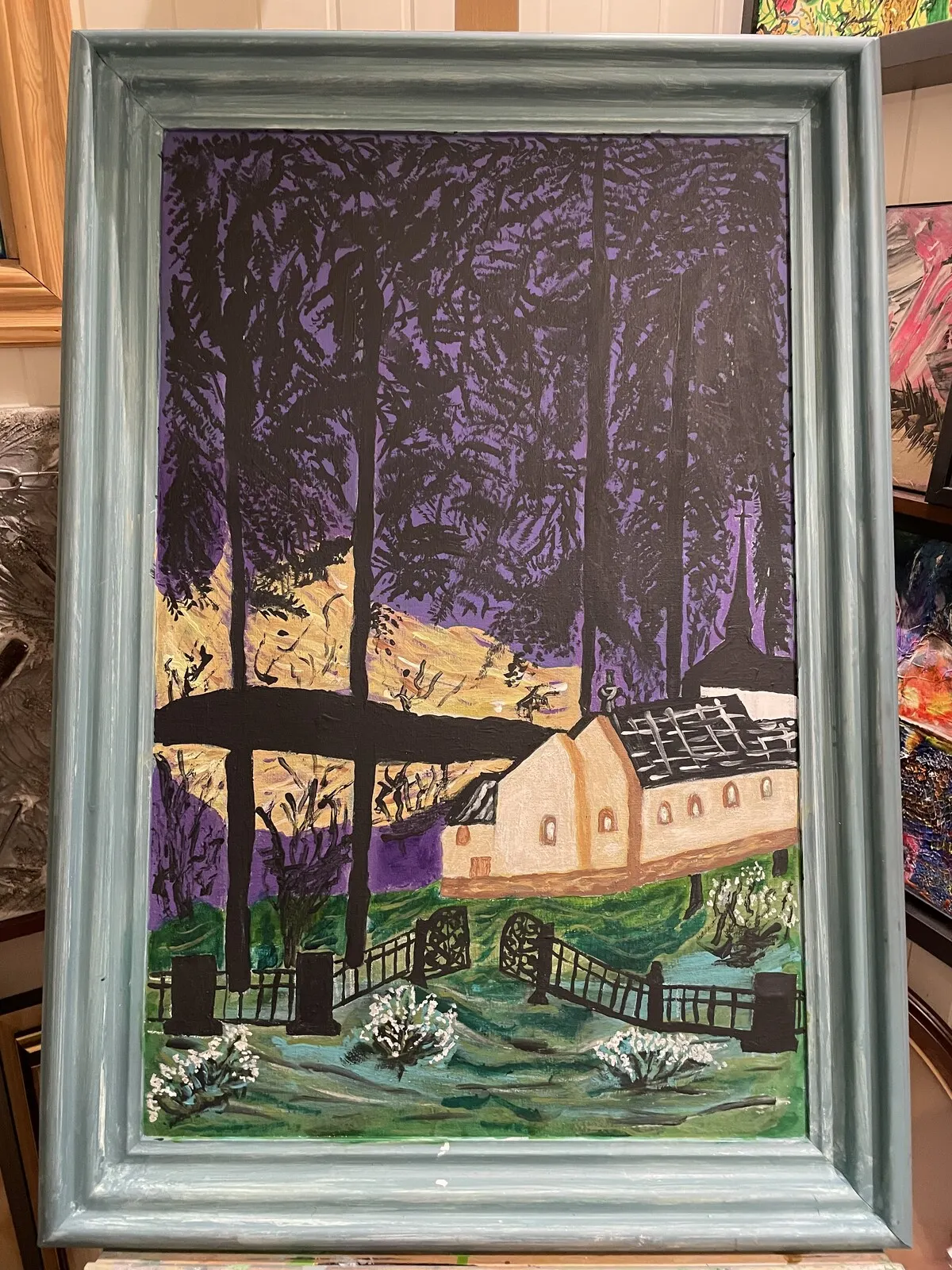 Akrylmålning Hälsingland i gryningen av Darek Uhrberg