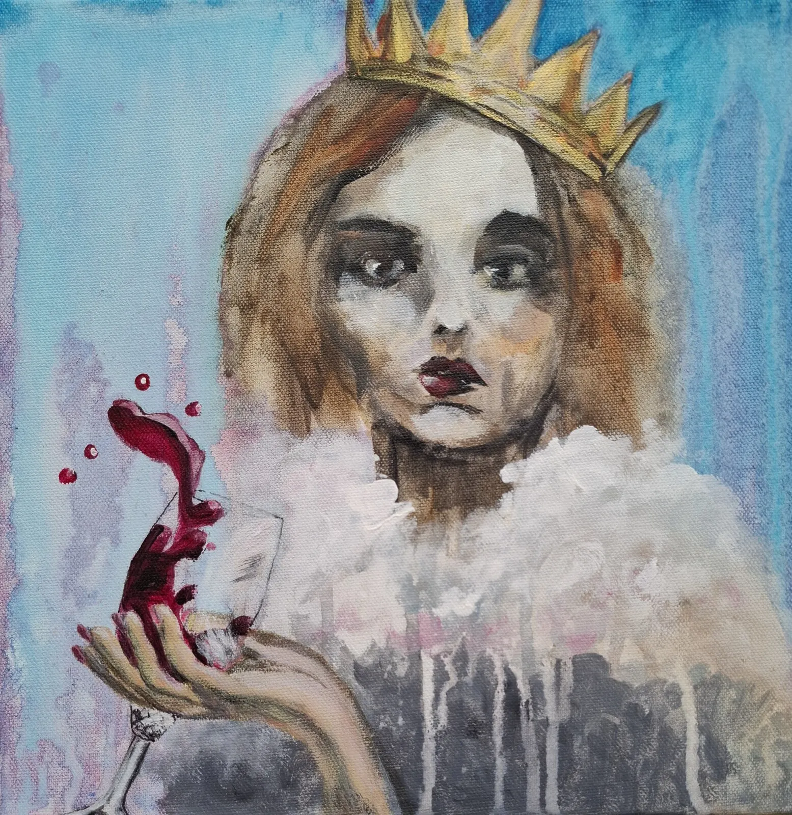 Akrylmålning Kitsch happens - kroniskt trötthet av Karin Sandström Krantz