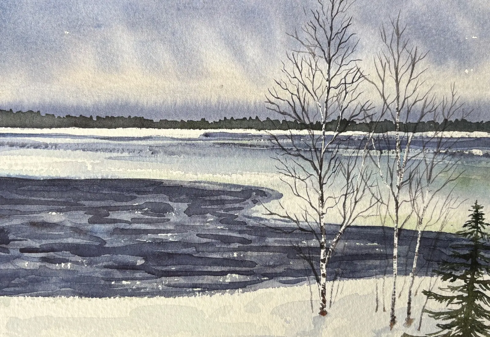 Akvarell Fruset landskap av Anna Wolf