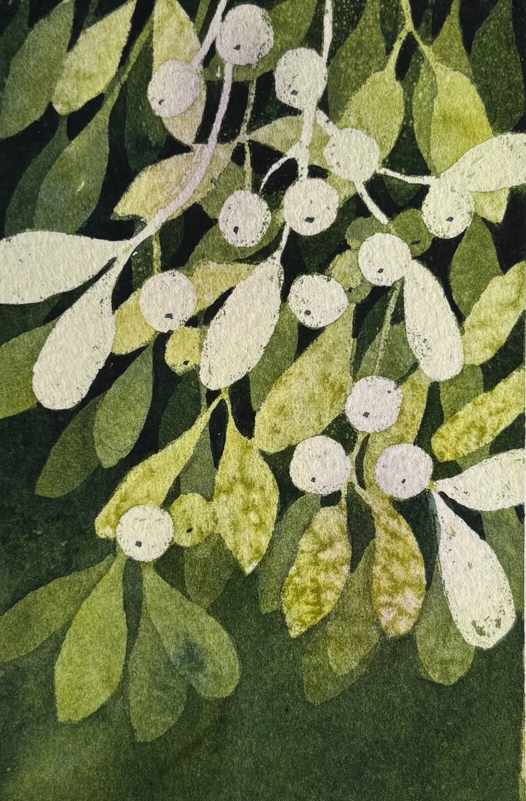 Akvarell Mistel, julkort av Anna Wolf