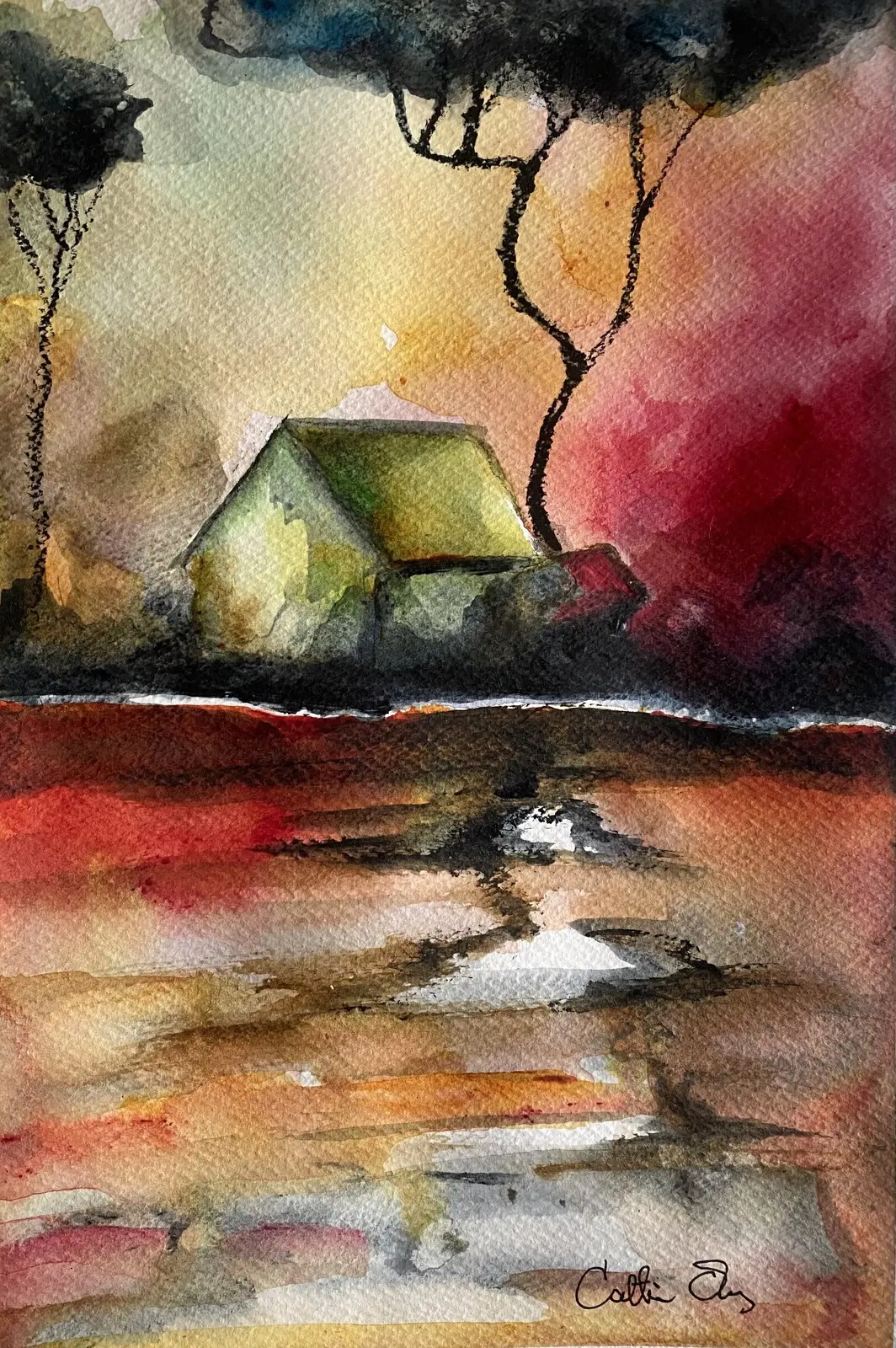 Akvarell Marmeladhuset av Cathrine Öberg