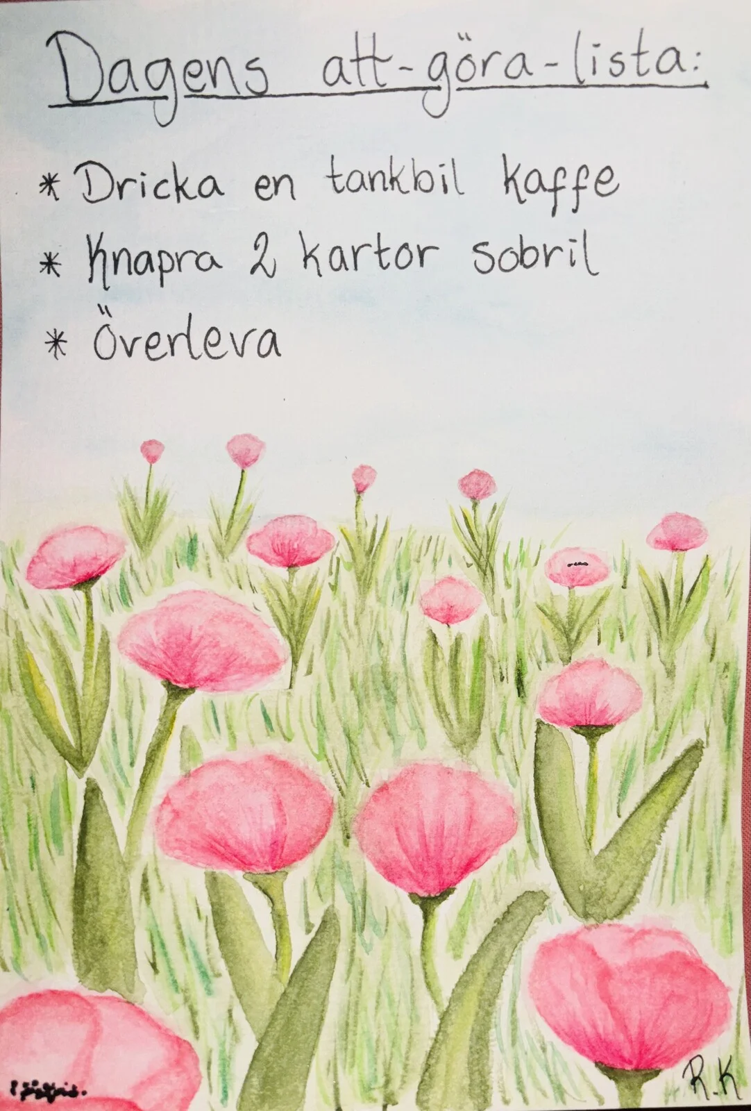Akvarell To do av Rebecka Kring