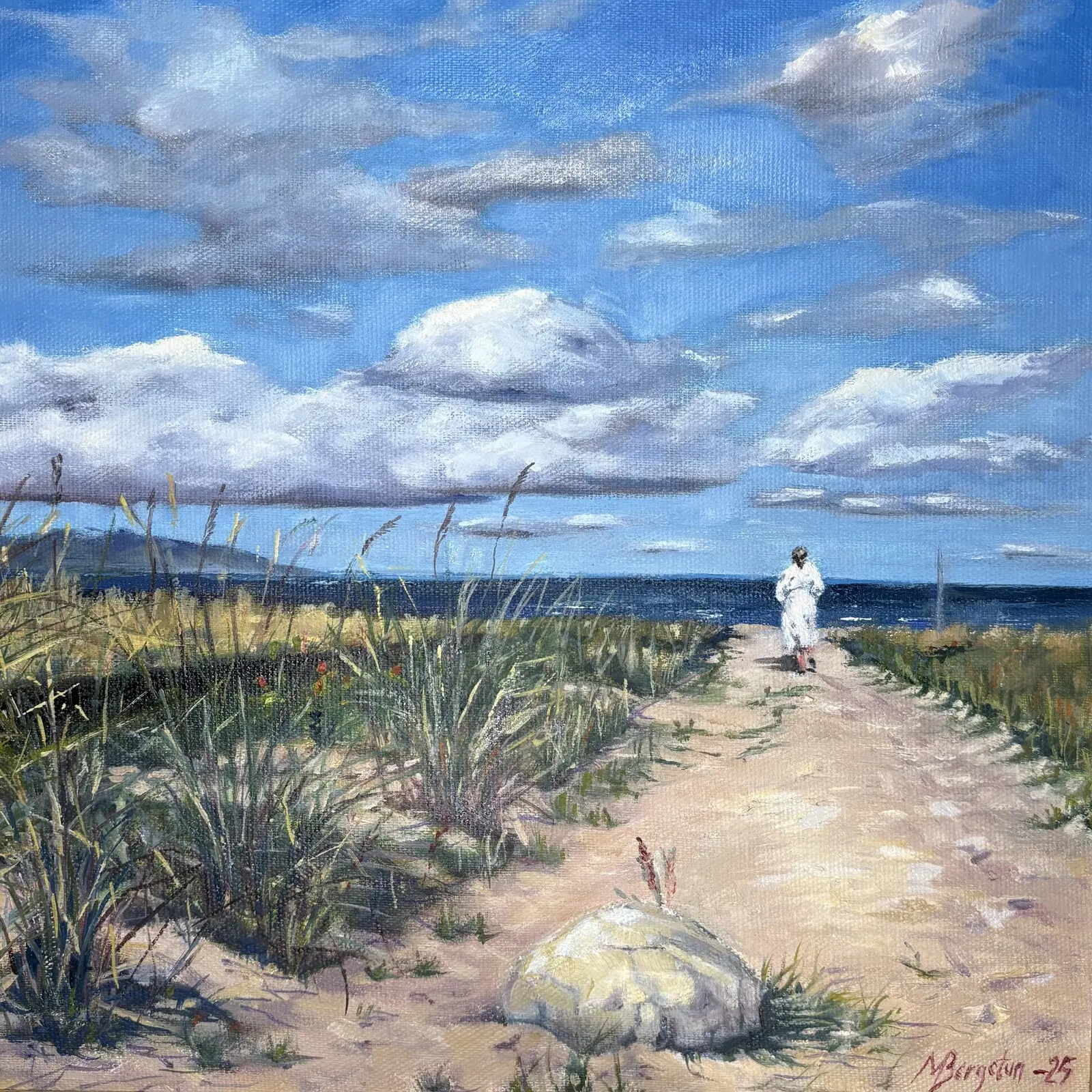 Oljemålning Vägen mot stranden av Margareta Bergetun