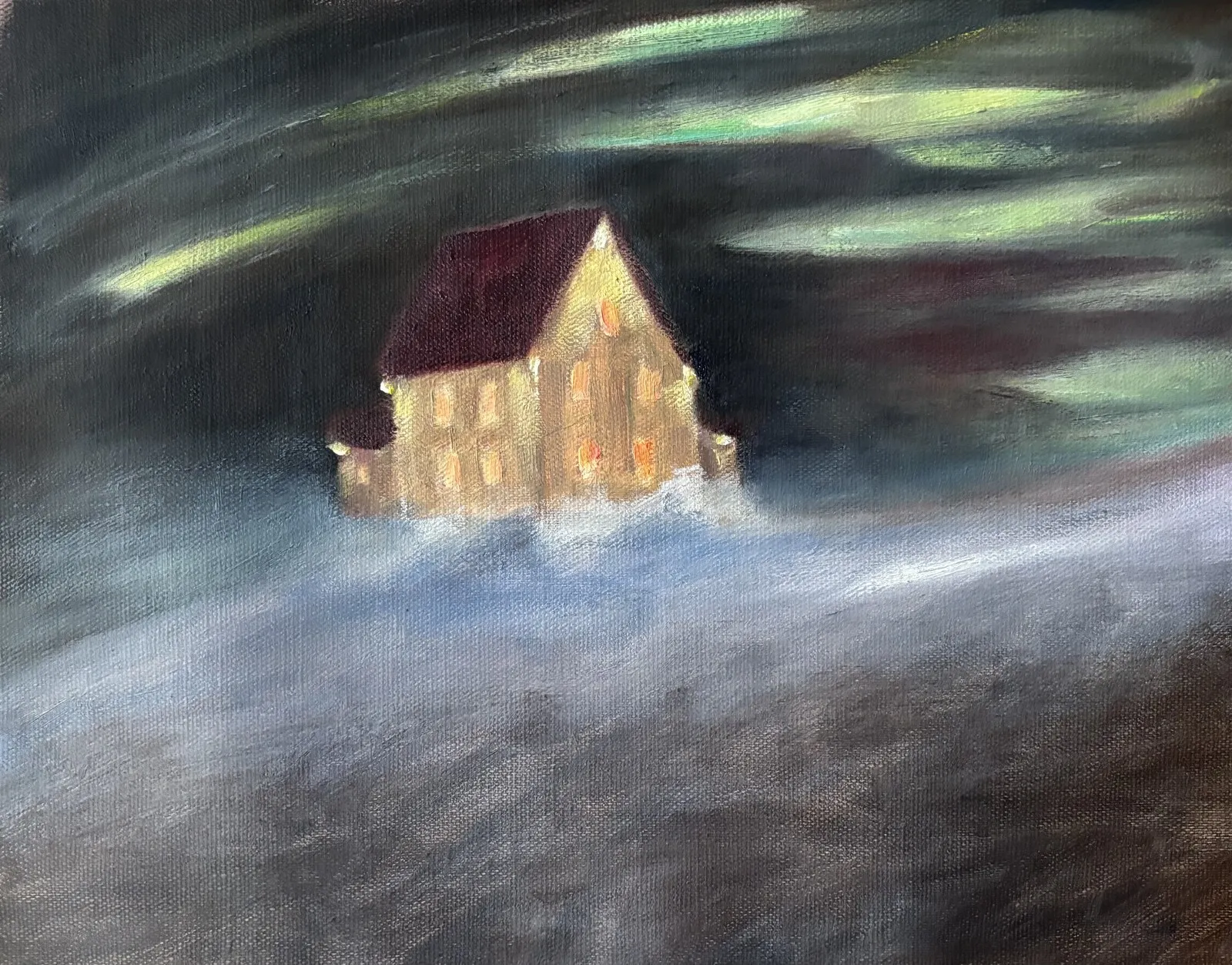Oljemålning Huset på höjden av Ingrid Stenbeck