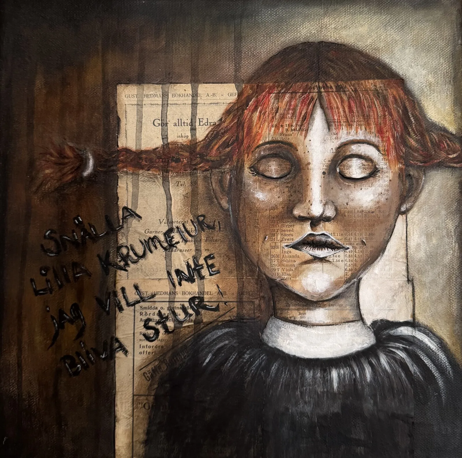 Akrylmålning Krumelur av Erika Lundqvist