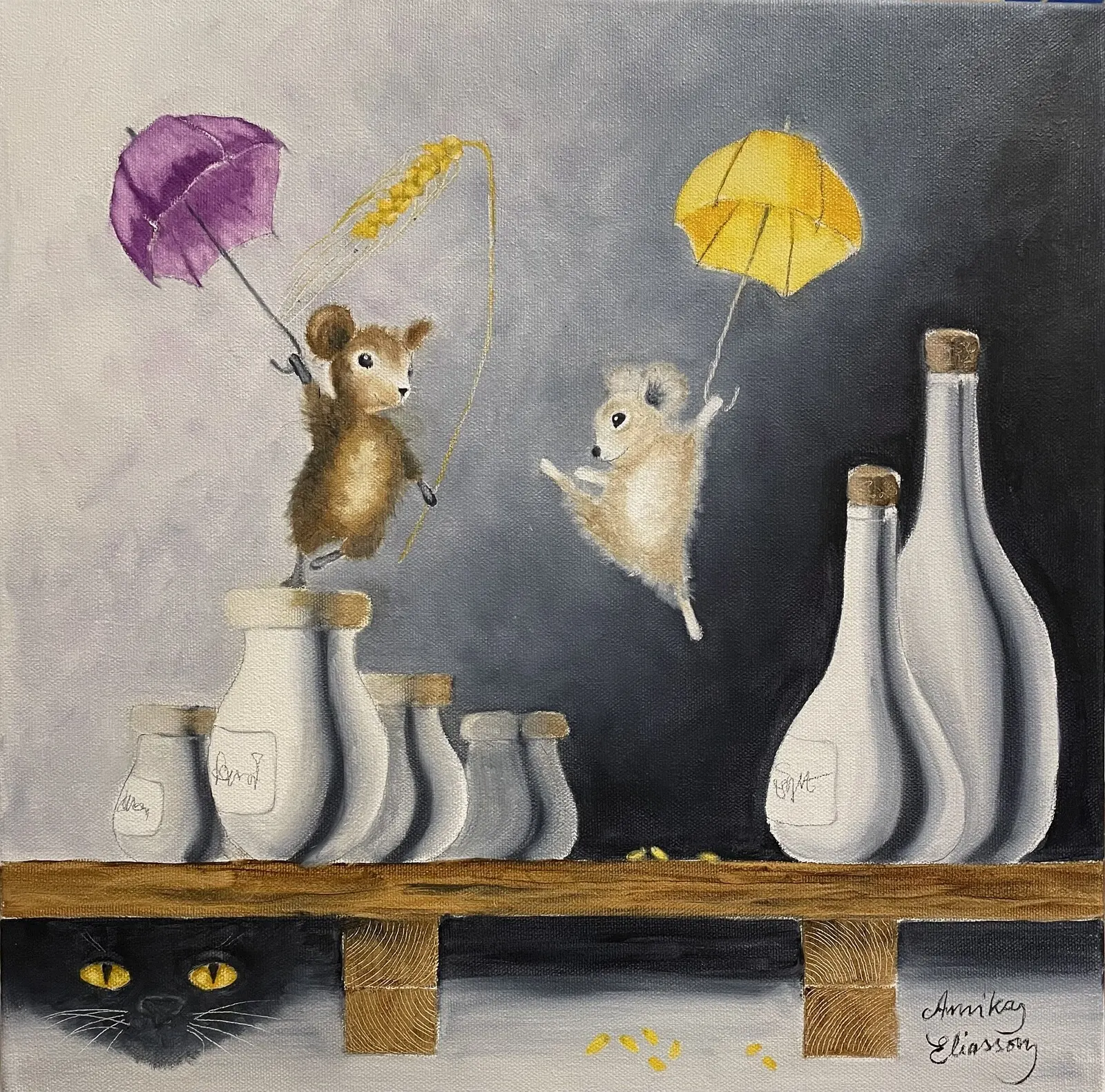 Oljemålning Dans Mössen av Annika Eliasson