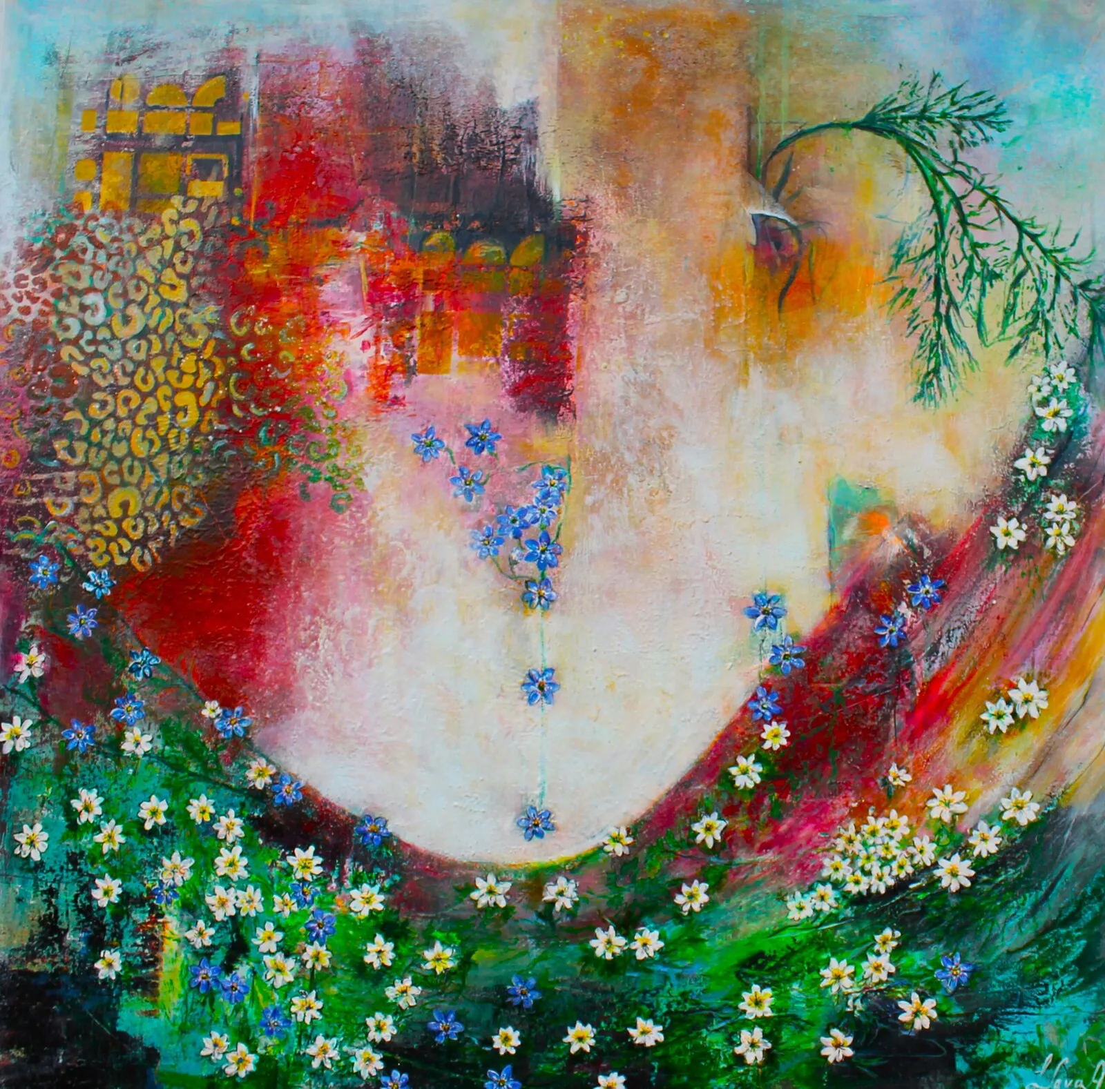 Akrylmålning Sips of spring av Lodi Sava Andersson