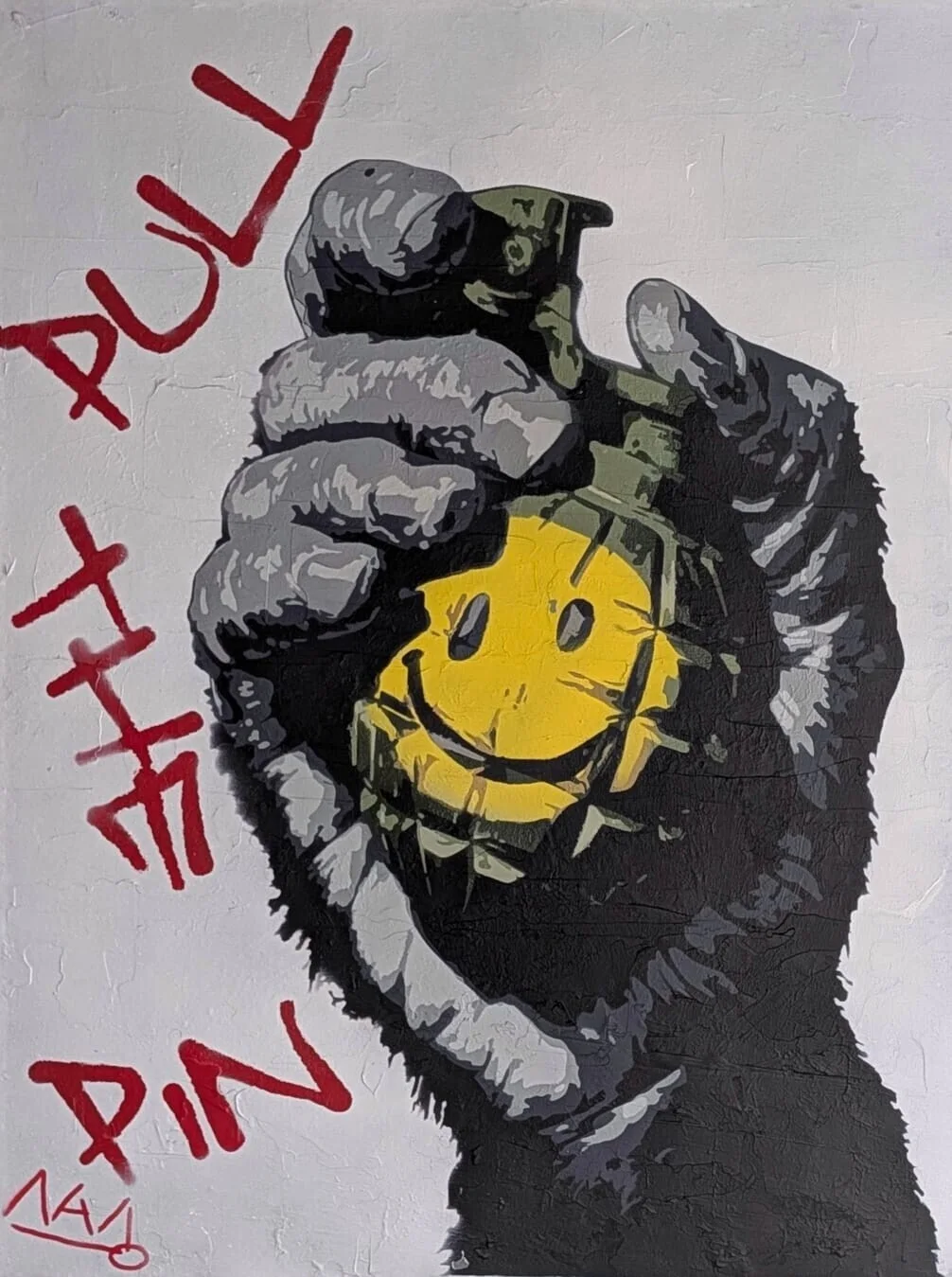 Akrylmålning Pull The Pin av Ilias Maniouras