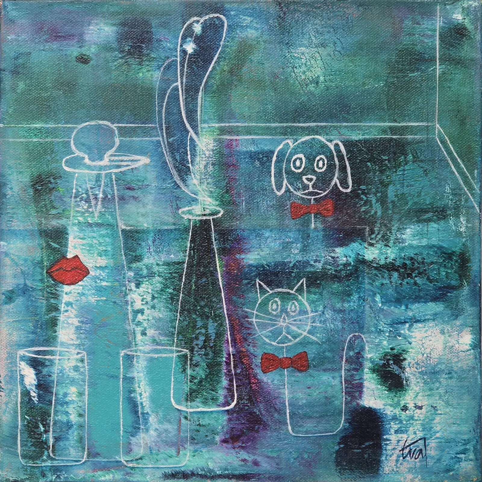 Akrylmålning Vad är det i karaffen? av Eva Johansson