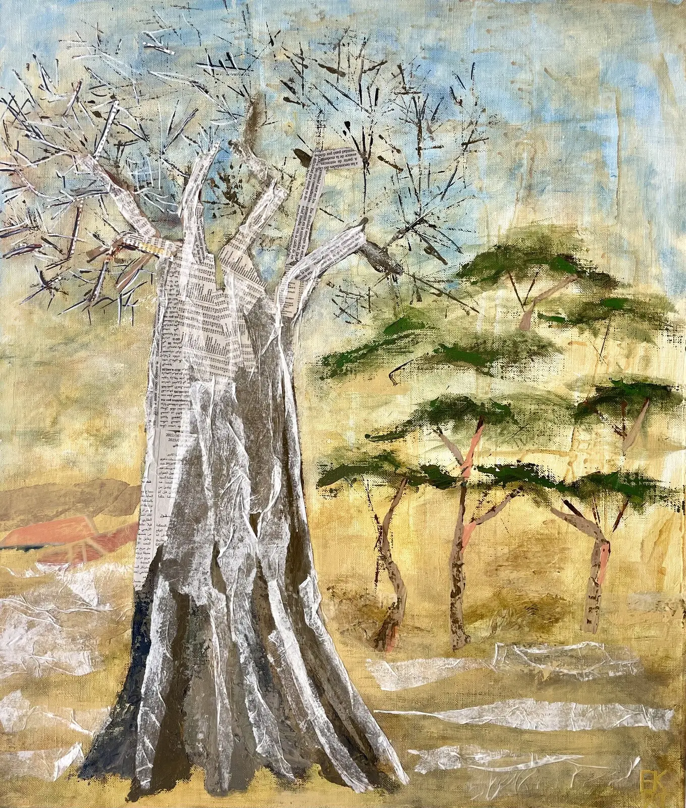Akrylmålning Baobaobträdet av Ewa Kinnunen