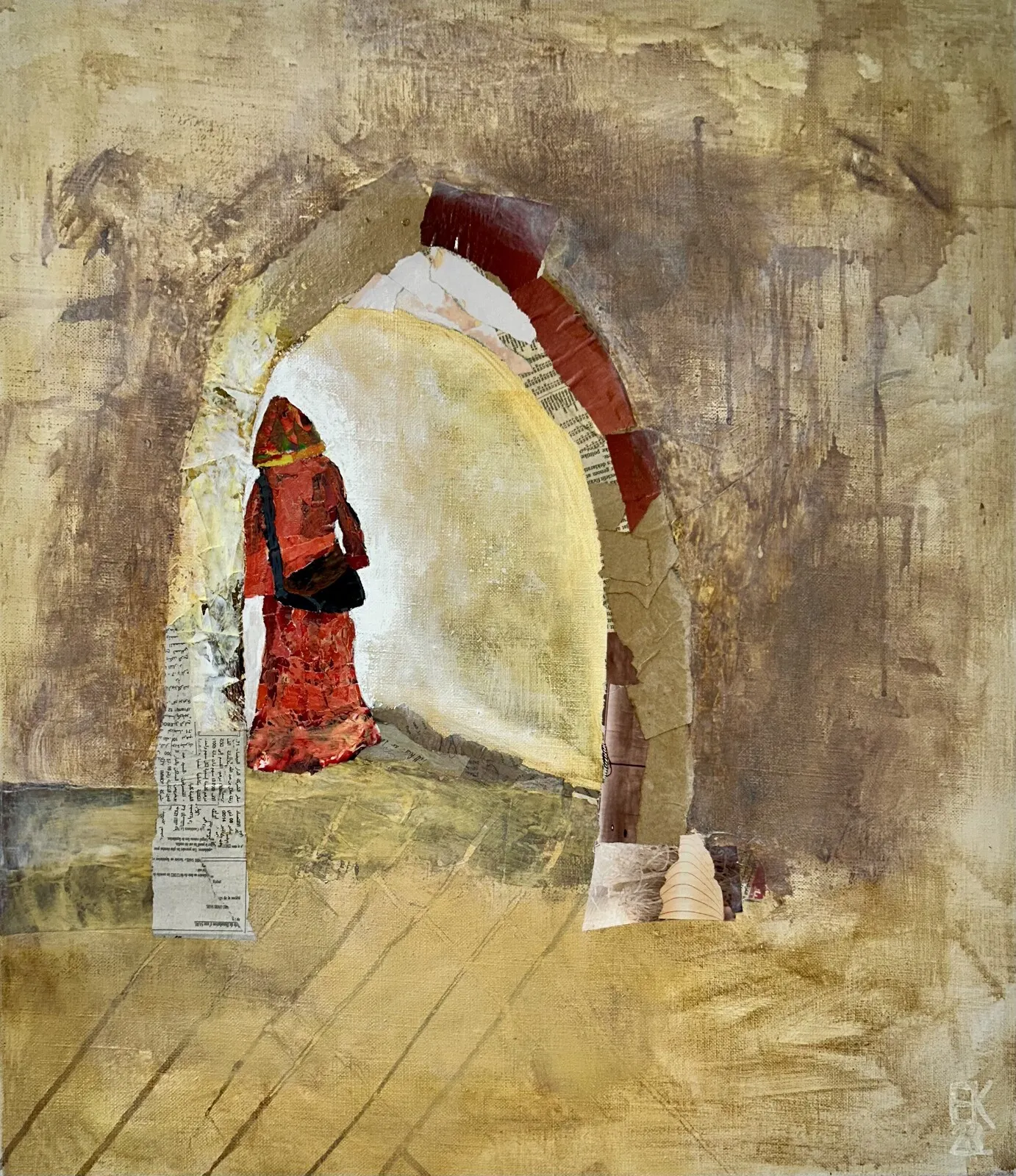 Akrylmålning Trad. vattenförsäljare, Marrakech av Ewa Kinnunen