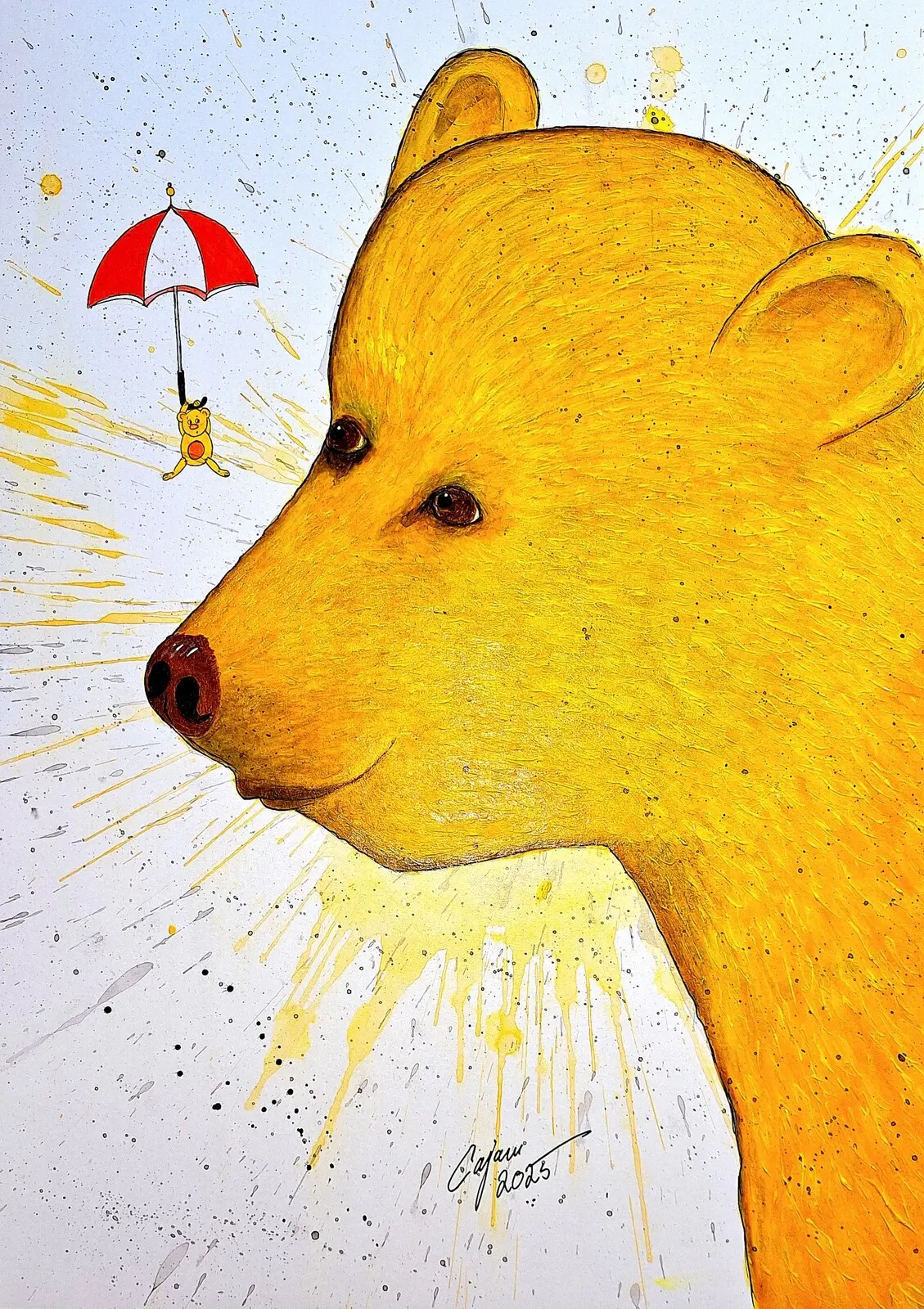 Akrylmålning Två nallar av Carina Cajan Jansson