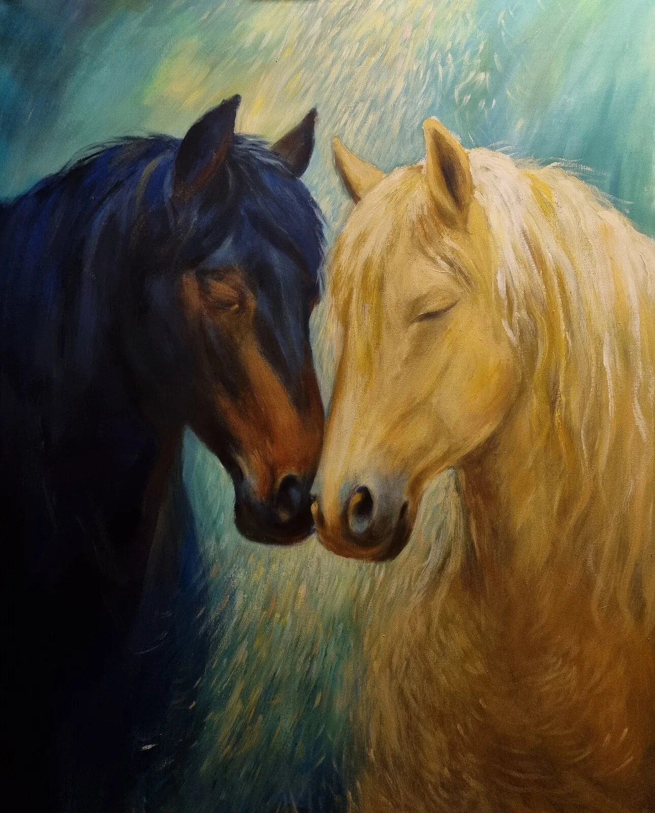 Akrylmålning Hästar av Elisabeth Eide